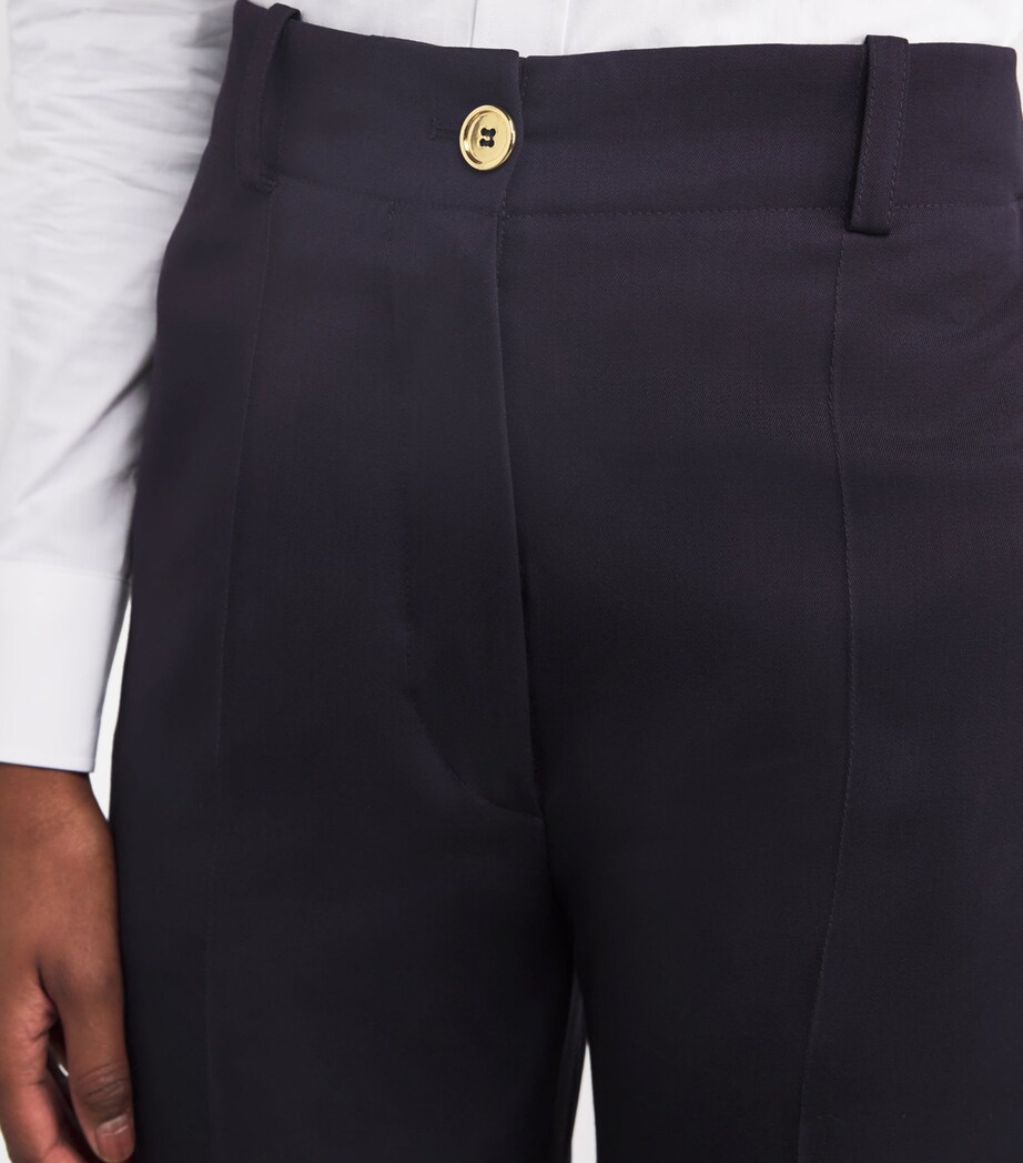 Patou Womens Virgin Wool Straight Trousers Navy Black Image 6