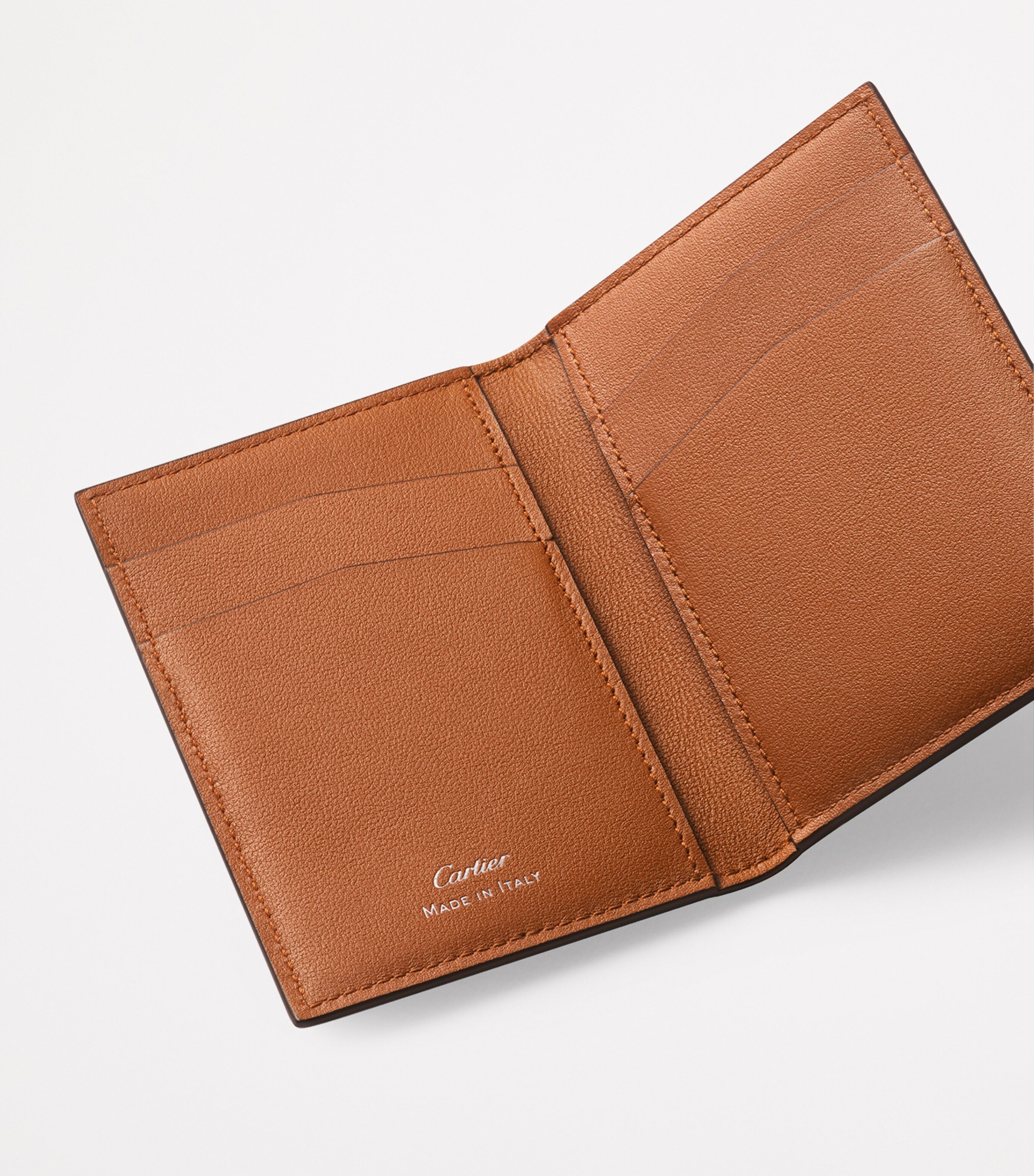 Leather Losange Shadow Card Holder CARAMEL AND BURGUNDY Image 2