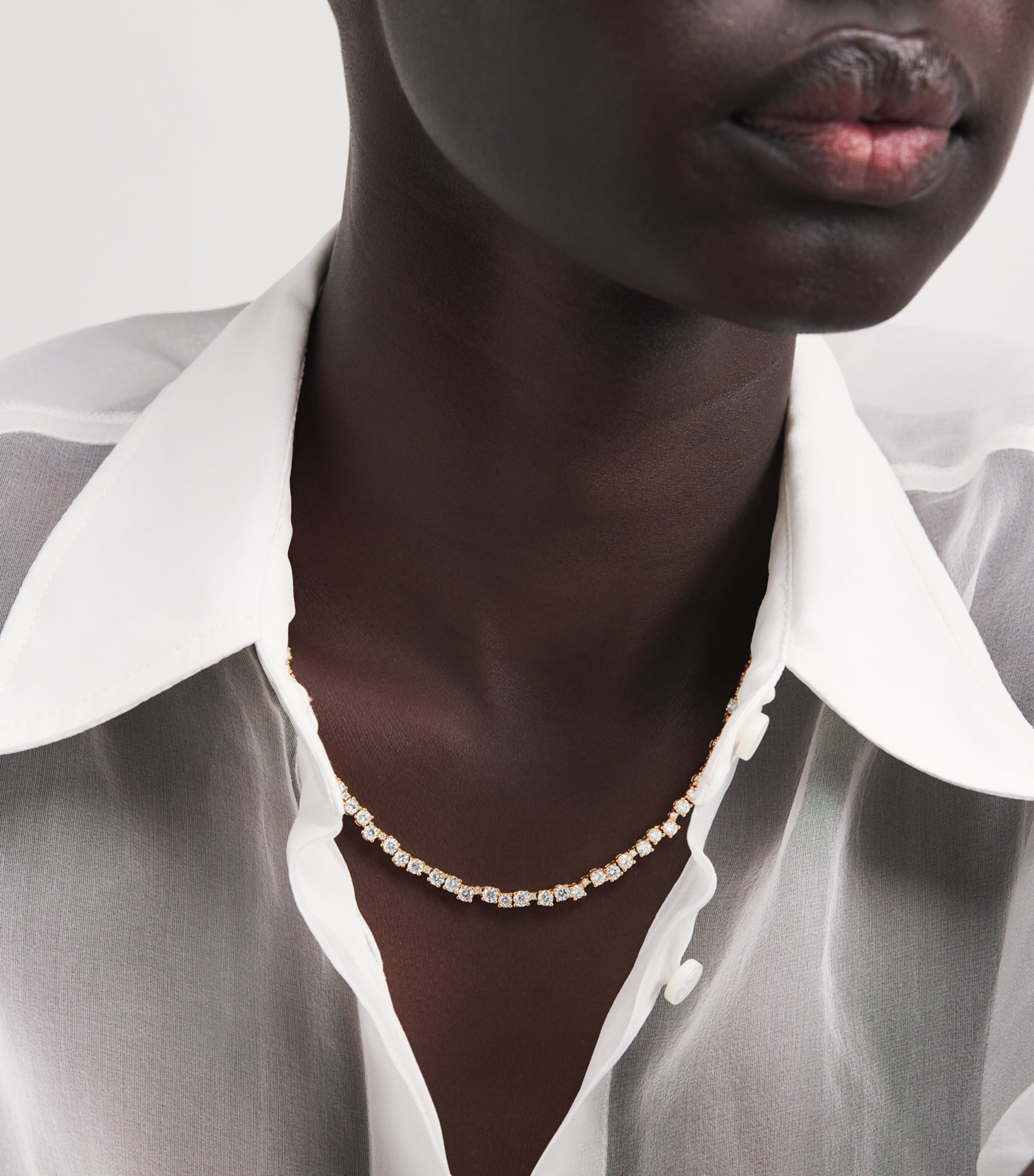 Suzanne Kalan Yellow Gold and Round Diamond Deco Tennis Necklace Yg/wd Image 2