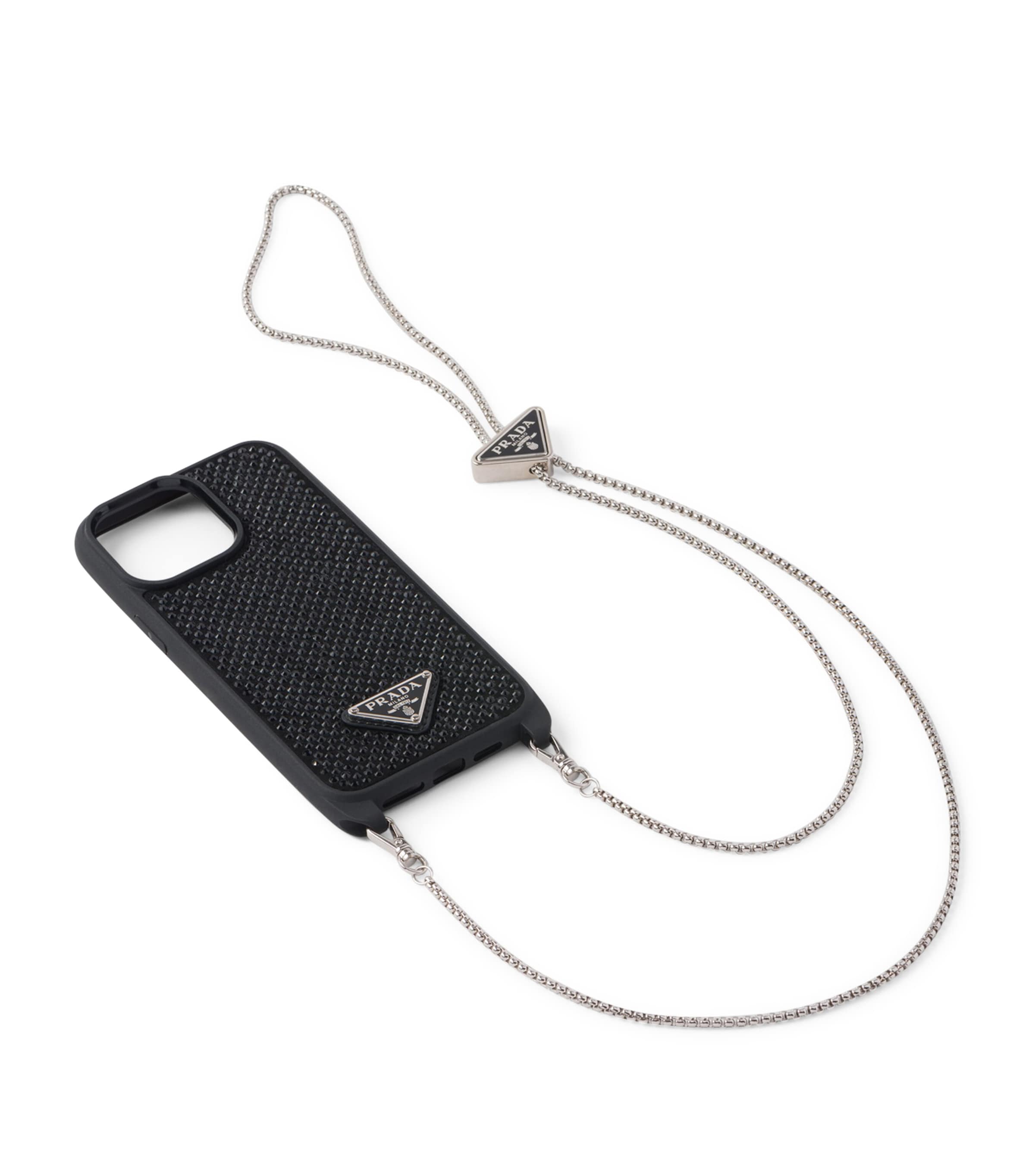 Prada Black Embellished iPhone 14 Pro Max Case | Harrods UK