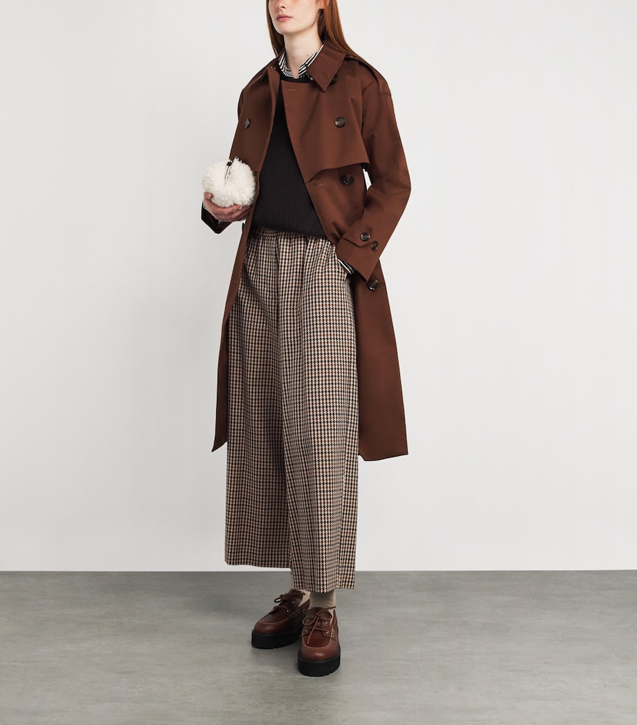 Virgin Wool-Cotton Houndstooth Trousers WINE-COLOURED Image 2