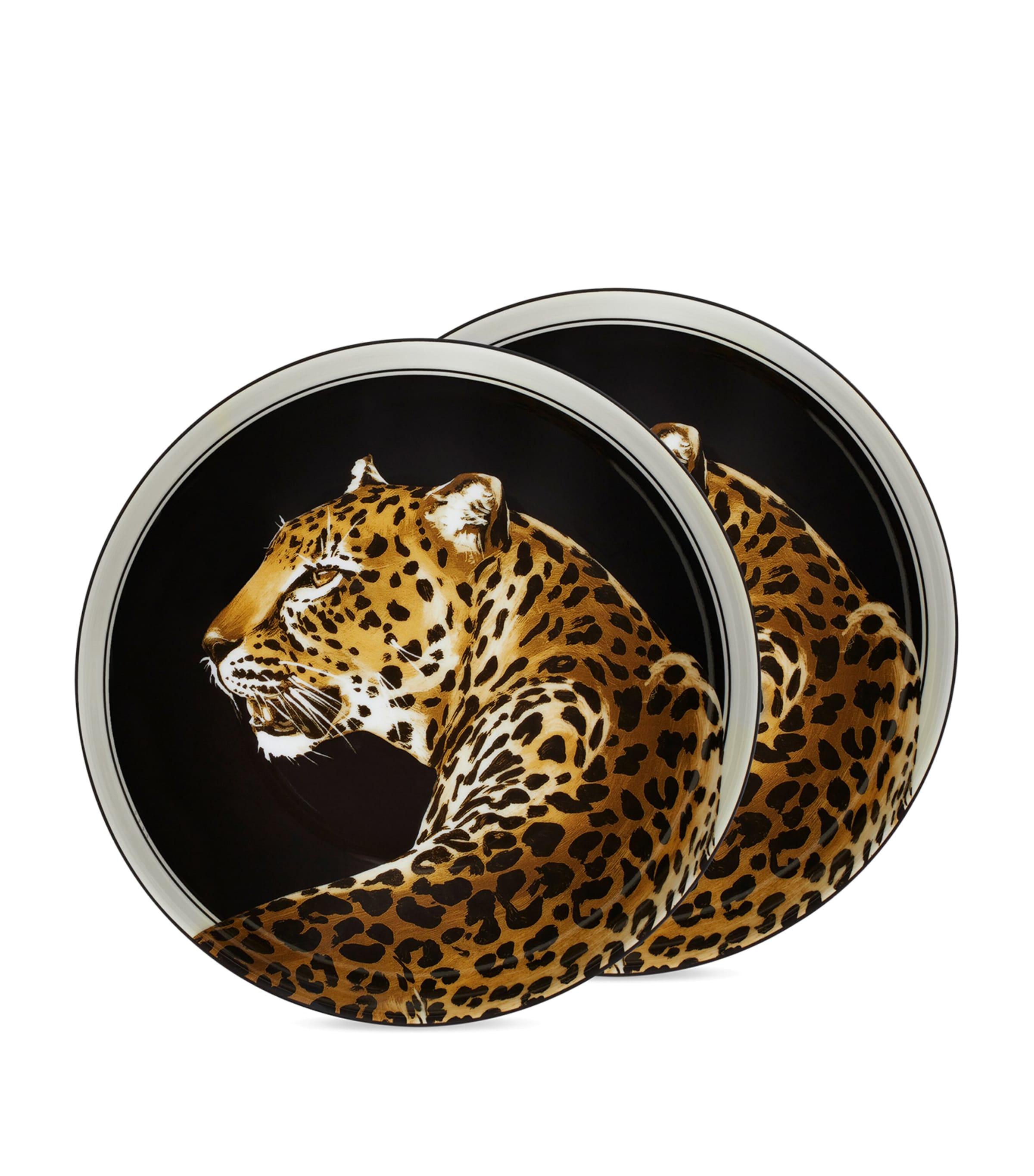 Dolce & Gabbana Casa Set Of 2 Leopard Soup Plates In Animal Print