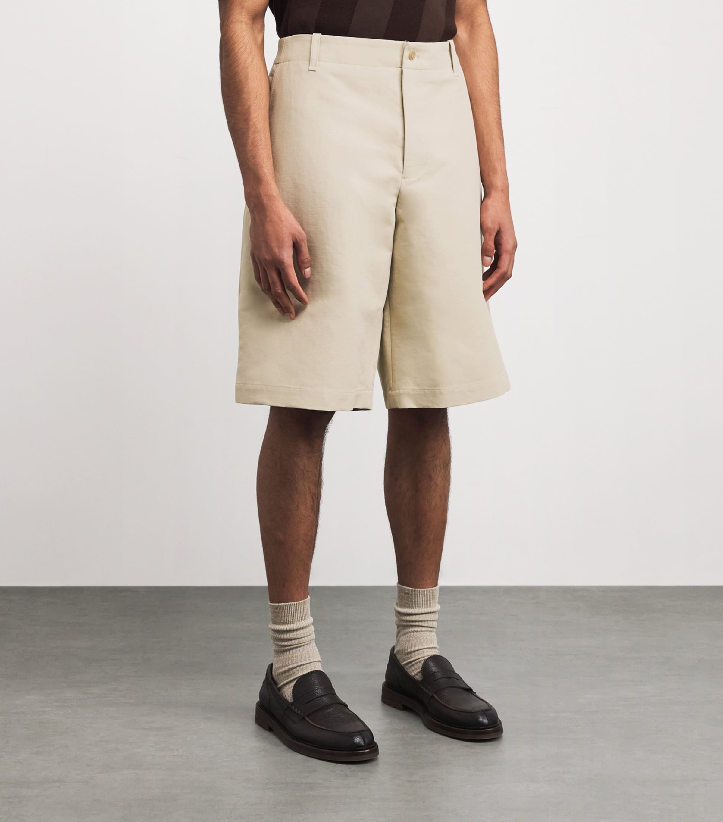 Cotton-Blend Bermuda Shorts BEIGE-150 Image 3