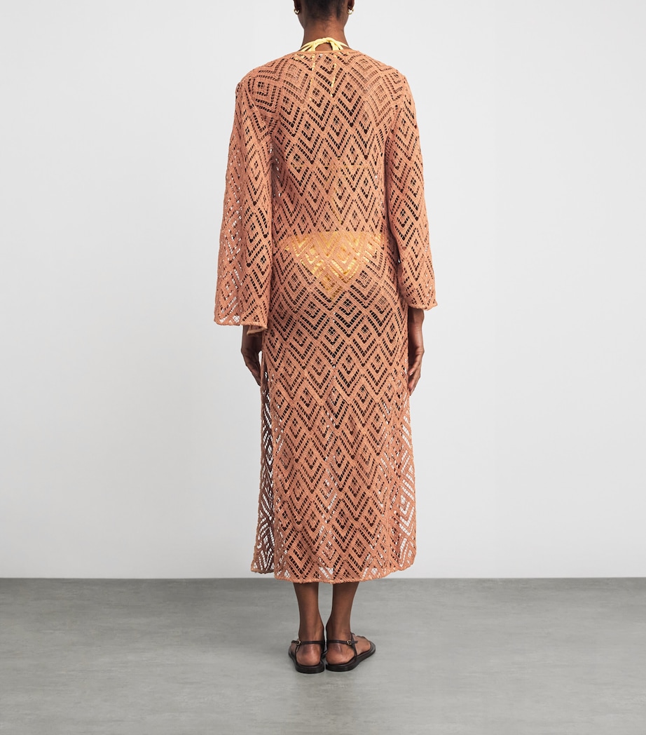 Embroidered Cotton Savannah Maxi Dress NUDE Image 3