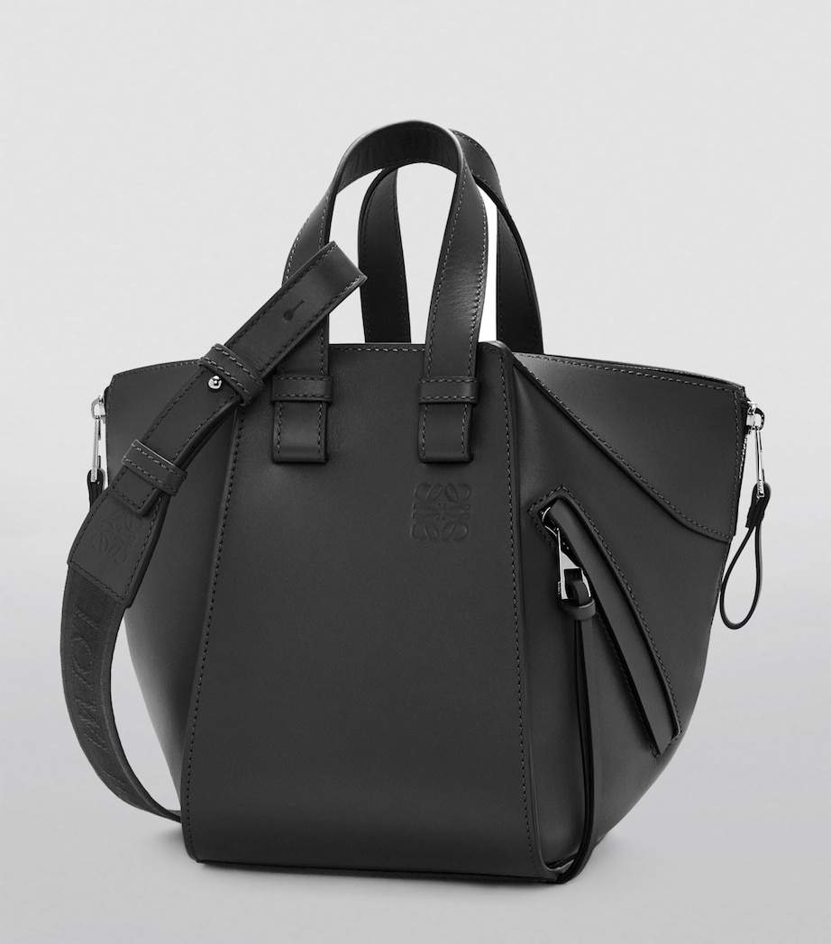 Leather Compact Hammock Top-Handle Bag BLACK Image 3
