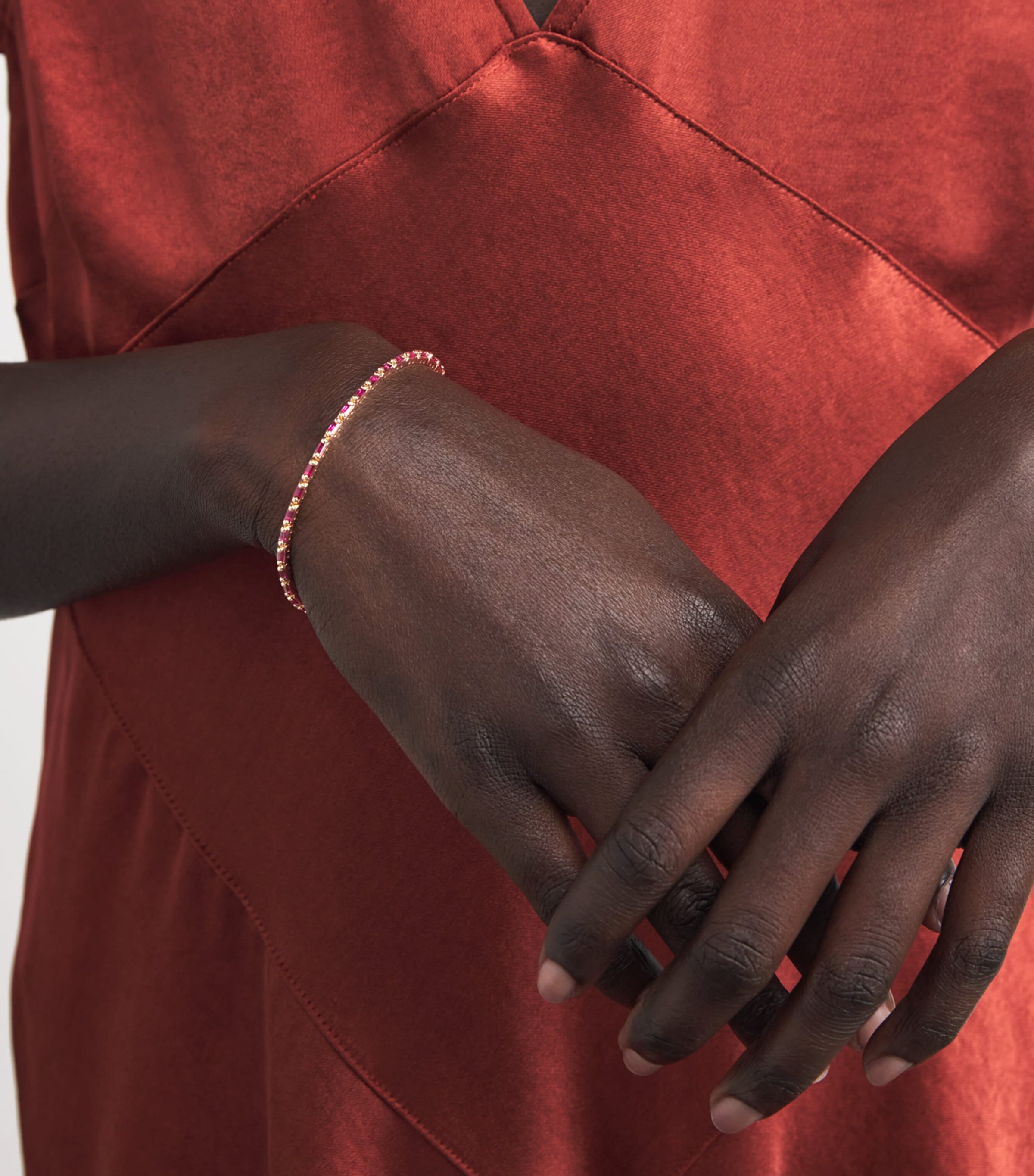 Suzanne Kalan Rose Gold and Ruby Bold Linear Tennis Bracelet Rg/r Image 2