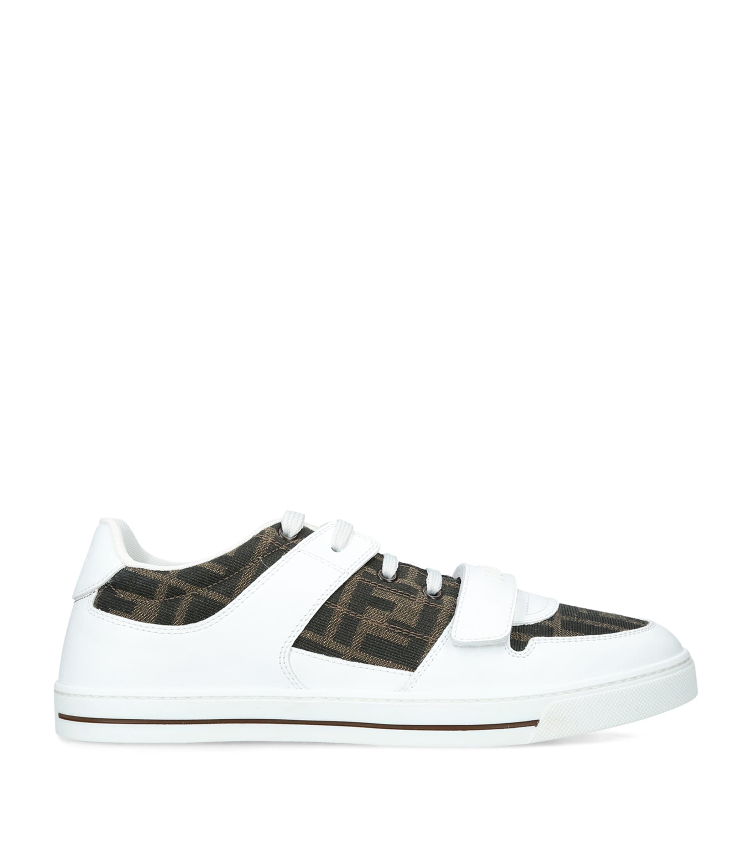 Fendi Kids Leather Logo Sneakers White/comb Image 1