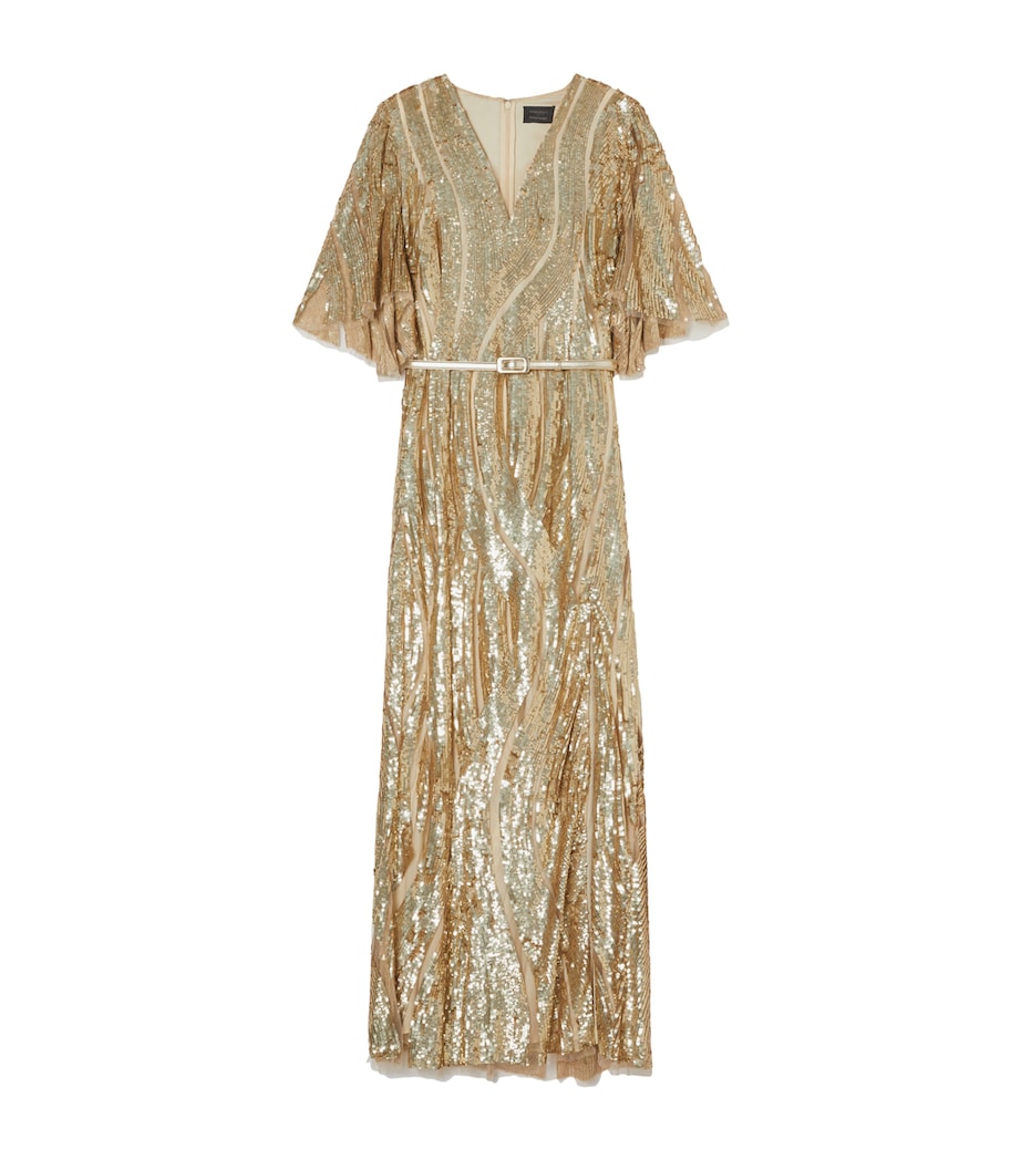 Sequinned Maxi Dress LIGHT GOLD Image 1