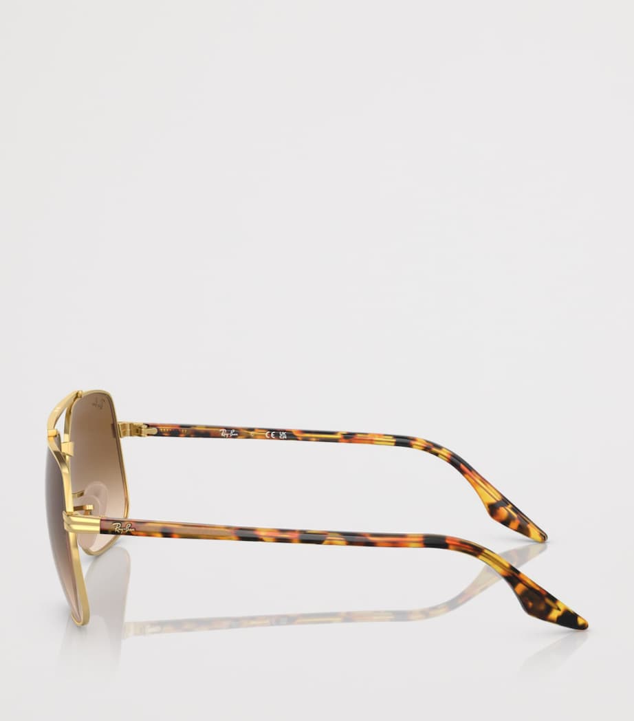Ray-Ban Rounded Pilot Sunglasses Gold Image 3
