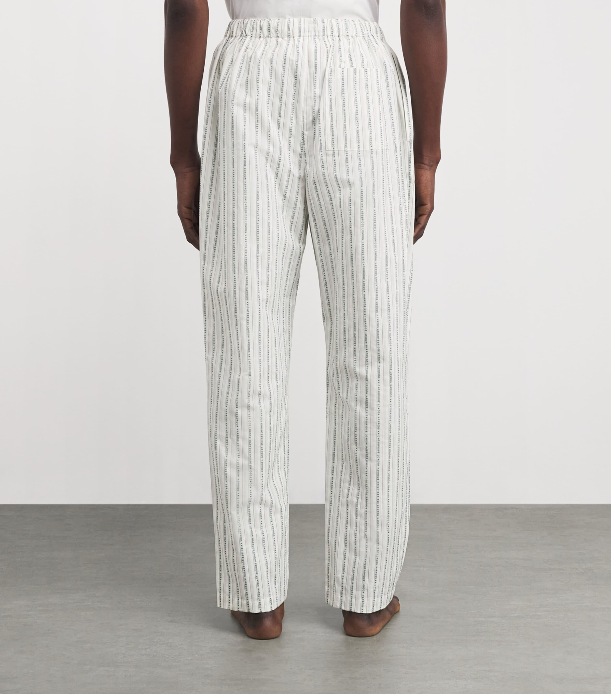 Cotton Stripe Logo Pyjama Bottoms GREEN Image 4