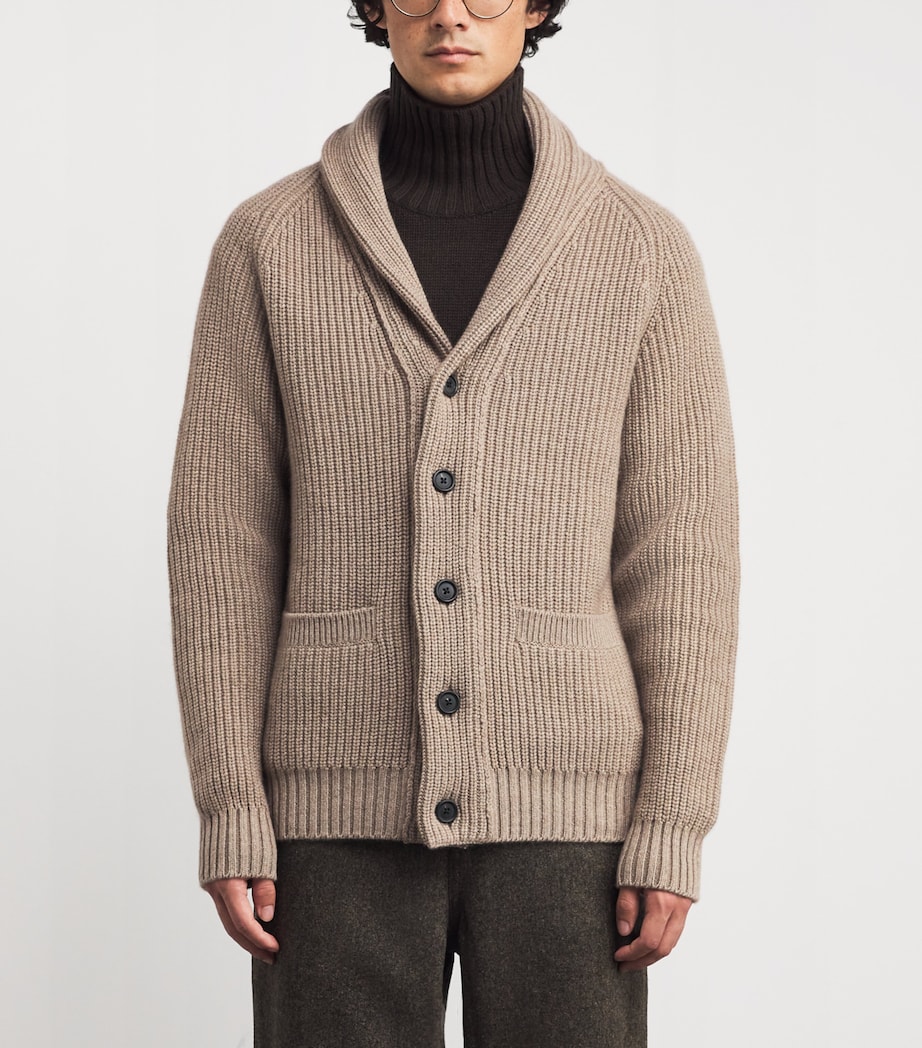 Cashmere Shawl-Collar Cardigan DARK NATURAL Image 3