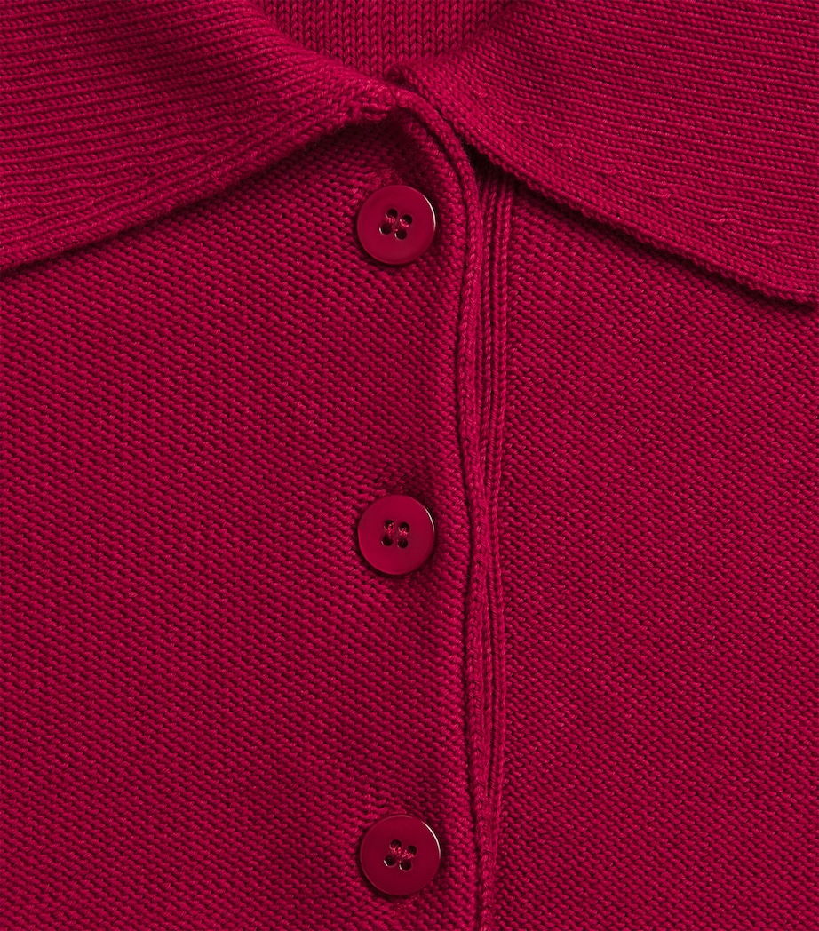 MM Womens Stretch-Cotton Knitted Polo Shirt Red Image 6