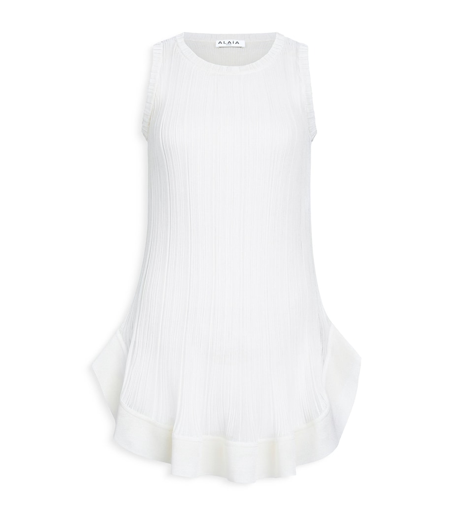 Alaïa Womens Silk Pleated Mini Dress Natural White Image 1