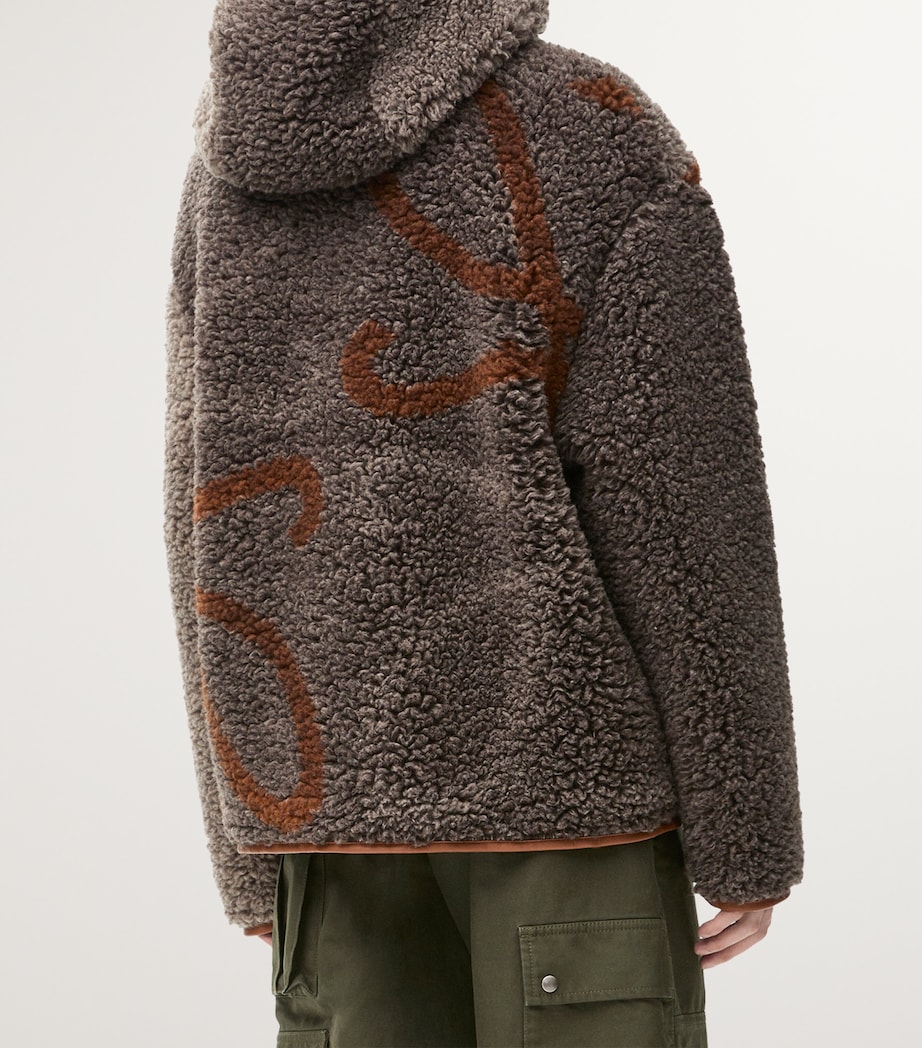 LOEWE Mens Fleece Hooded Jacket Beige/khaki Green Image 4