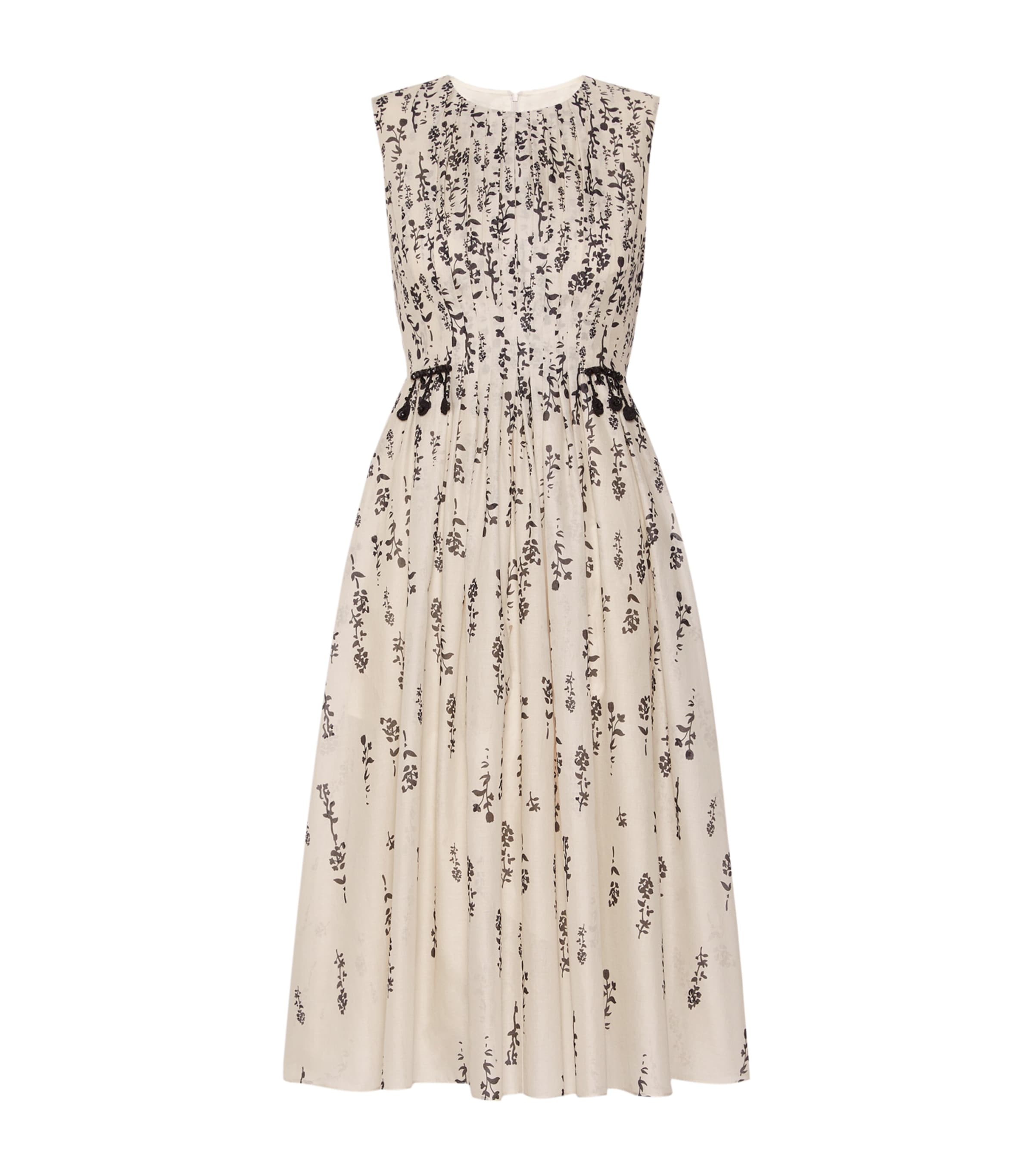 Max Mara Womens Cotton Floral Midi Dress Ecru Image 1