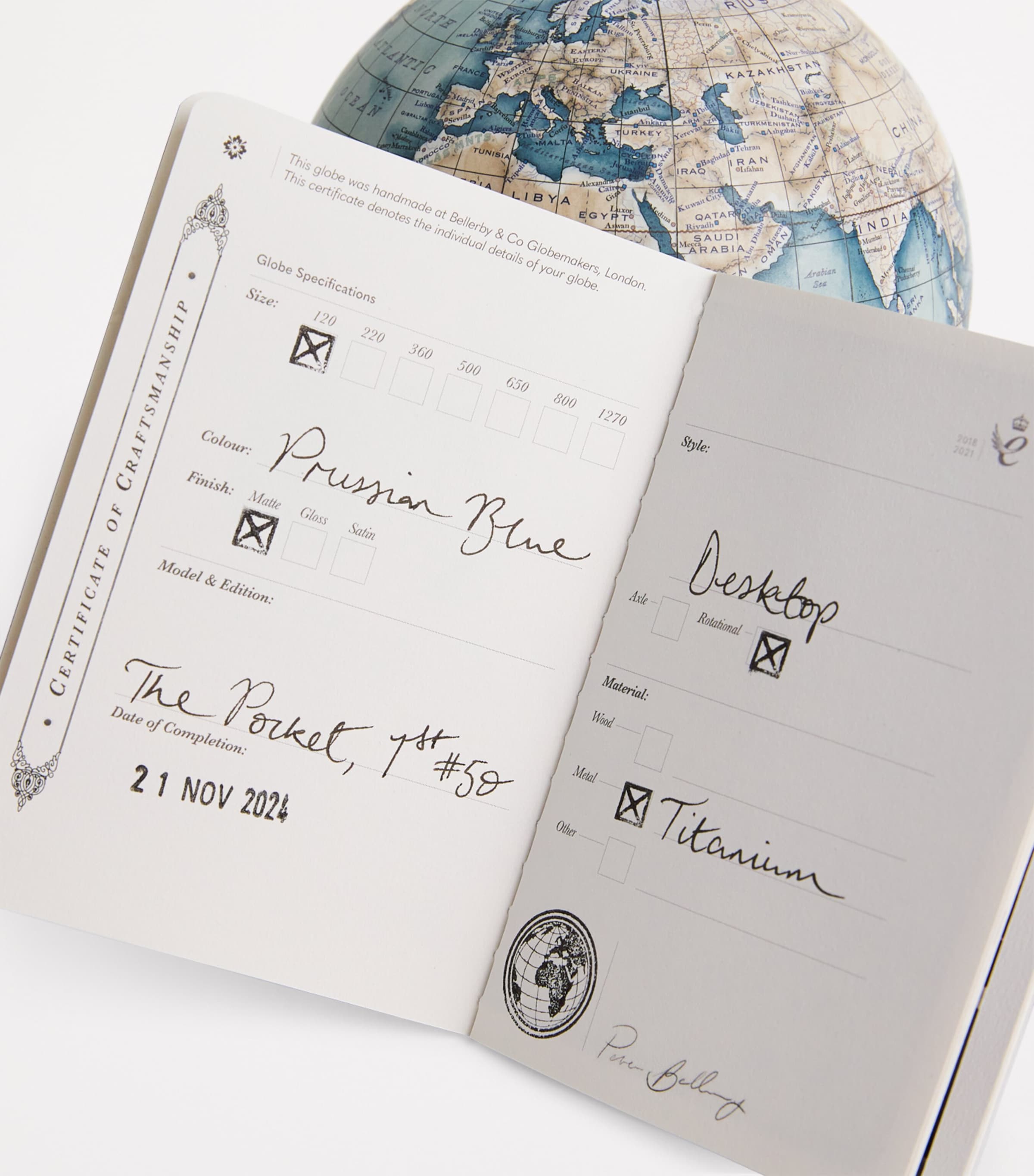 Titanium Prussian Blue Pocket Globe (12cm) PRUSSIAN BLUE Image 6