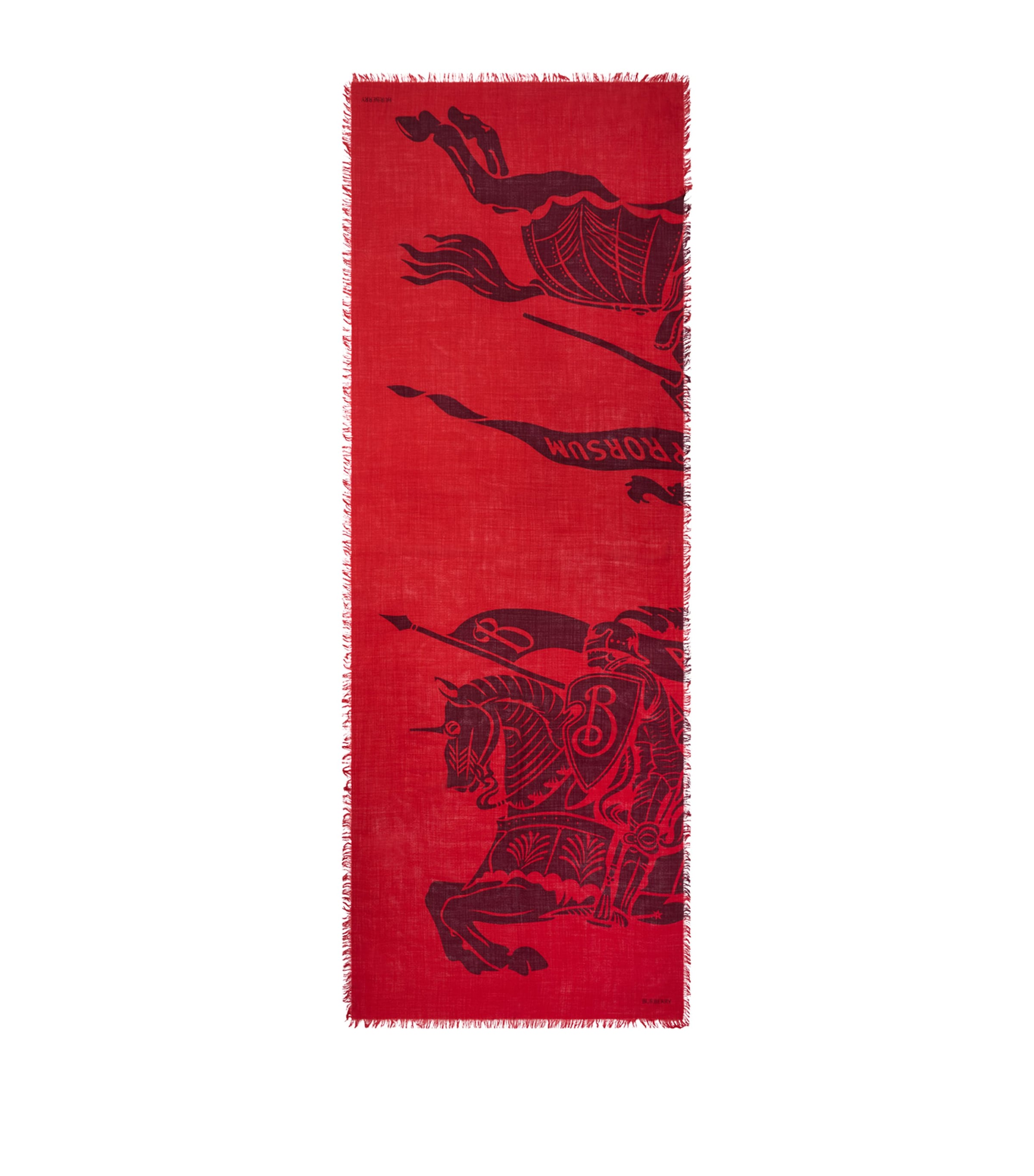 Burberry Wool Wide Ekd Scarf In Burgundy