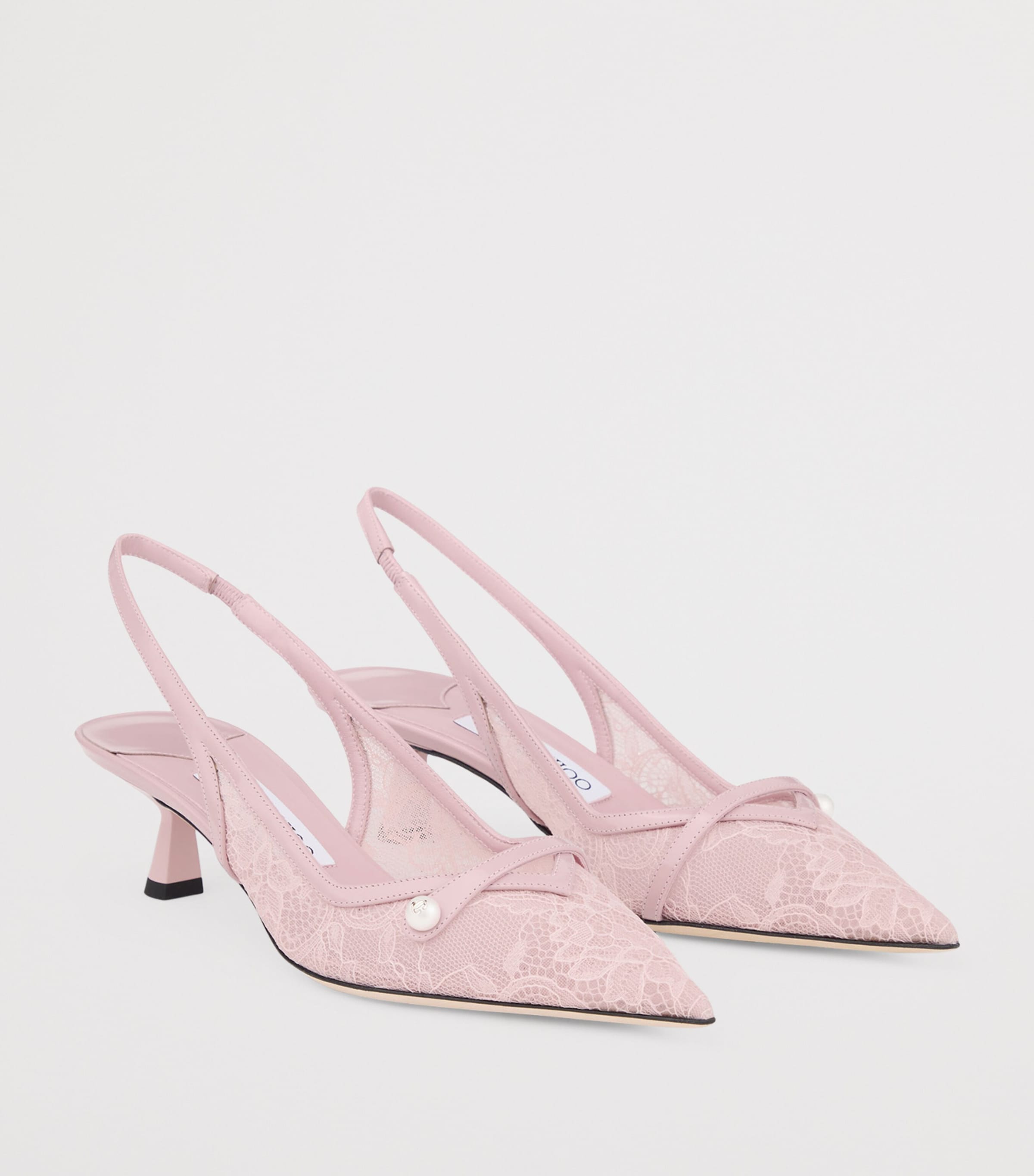 Amita 45 Lace-Leather Slingback Pumps ROSE/ROSE Image 2