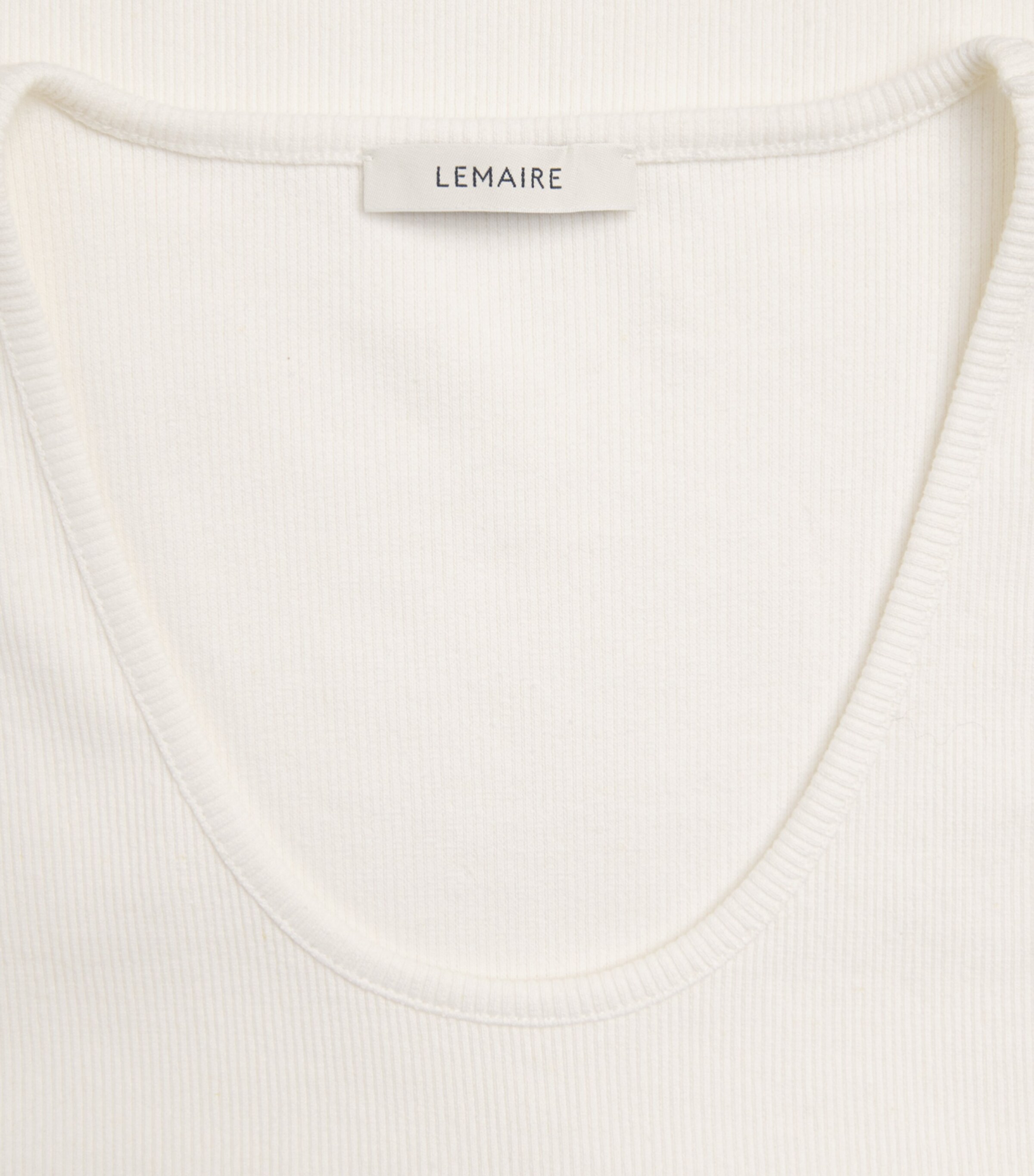 Lemaire Mens Cotton-Linen-Blend Ribbed Tank Top Milk/ Image 6