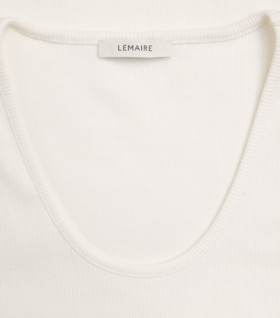 Lemaire Mens Cotton-Linen-Blend Ribbed Tank Top Milk/ Image 6