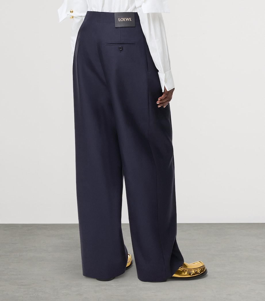 Buckled Wide-Leg Trousers NAVY BLUE Image 4