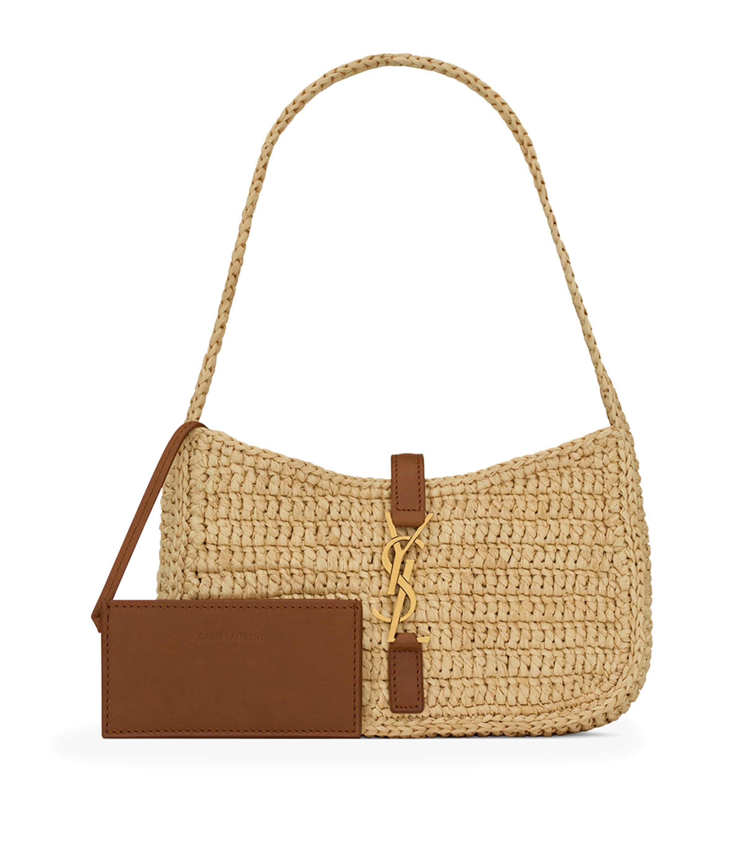 ショルダーバッグ SAINT LAURENT BLACK RAFFIA MEDIUM LE 5 A 7 SHOULDER BAG SAINT LAURENT Le 5 à 7 Supple small leather-trimmed raffia
