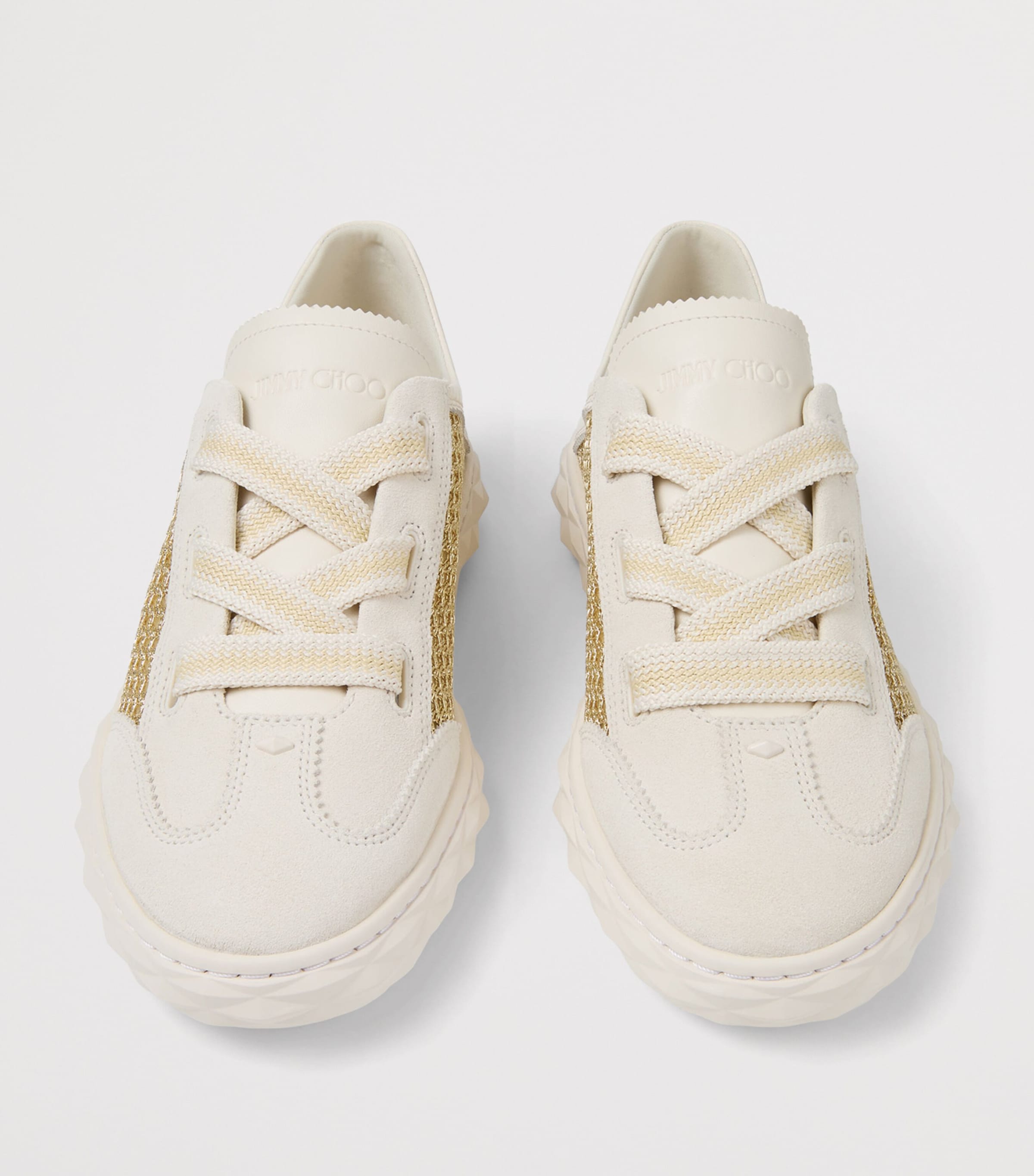 Jimmy Choo Gold Diamond Light Flex Leather-Mesh Sneakers | Harrods US