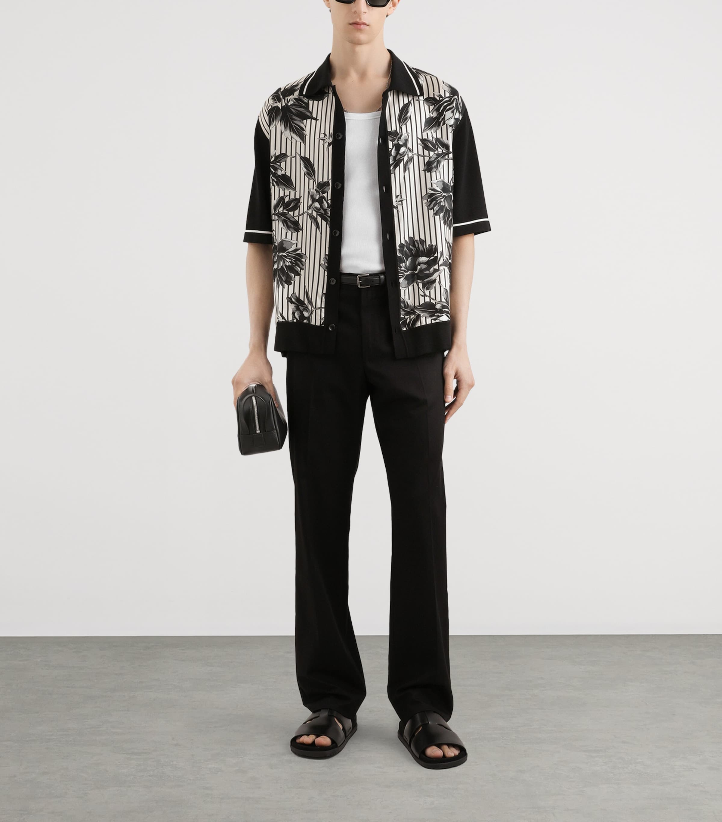 Dolce&Gabbana Mens Silk-Cotton-Blend Floral Shirt Ramage Pe Image 2