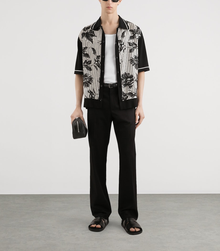 Dolce&Gabbana Mens Silk-Cotton-Blend Floral Shirt Ramage Pe Image 2