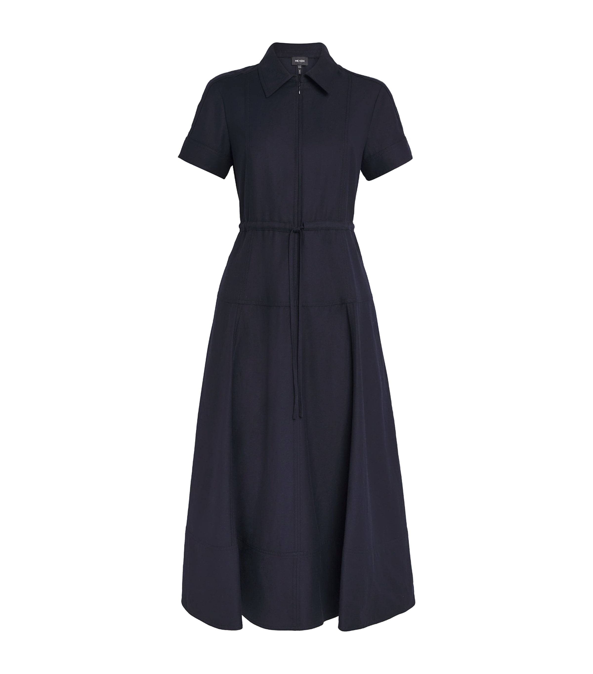 ME+EM Womens Drawstring Midi Shirt Dress Navy Image 1
