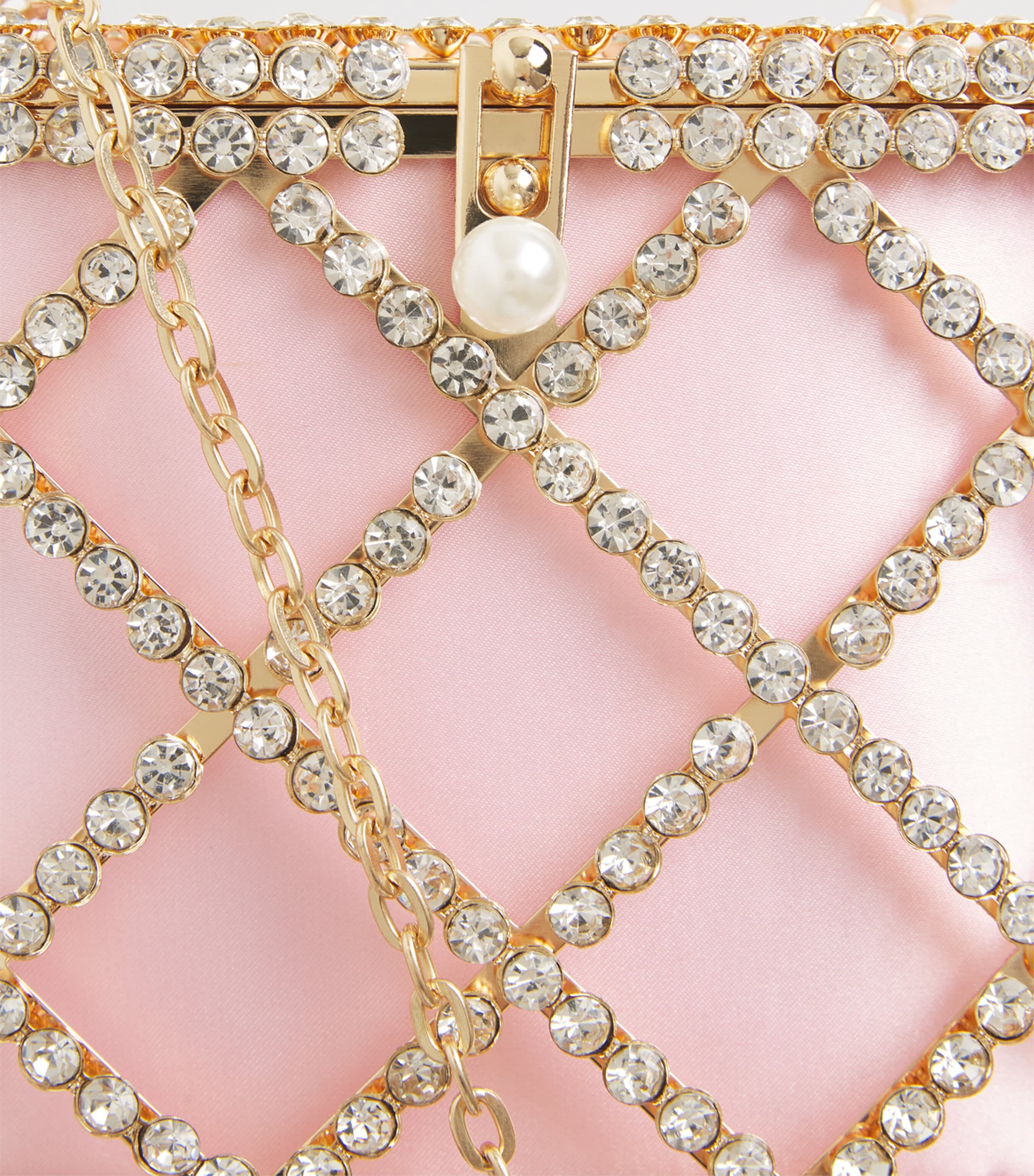 David Charles Rhinestone-Embellished Mesh Top-Handle Bag X Pink Image 4