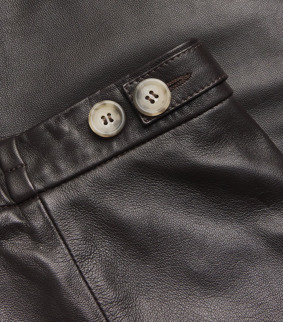 Leather Wide-Leg Trousers E04 ESPRESSO Image 5