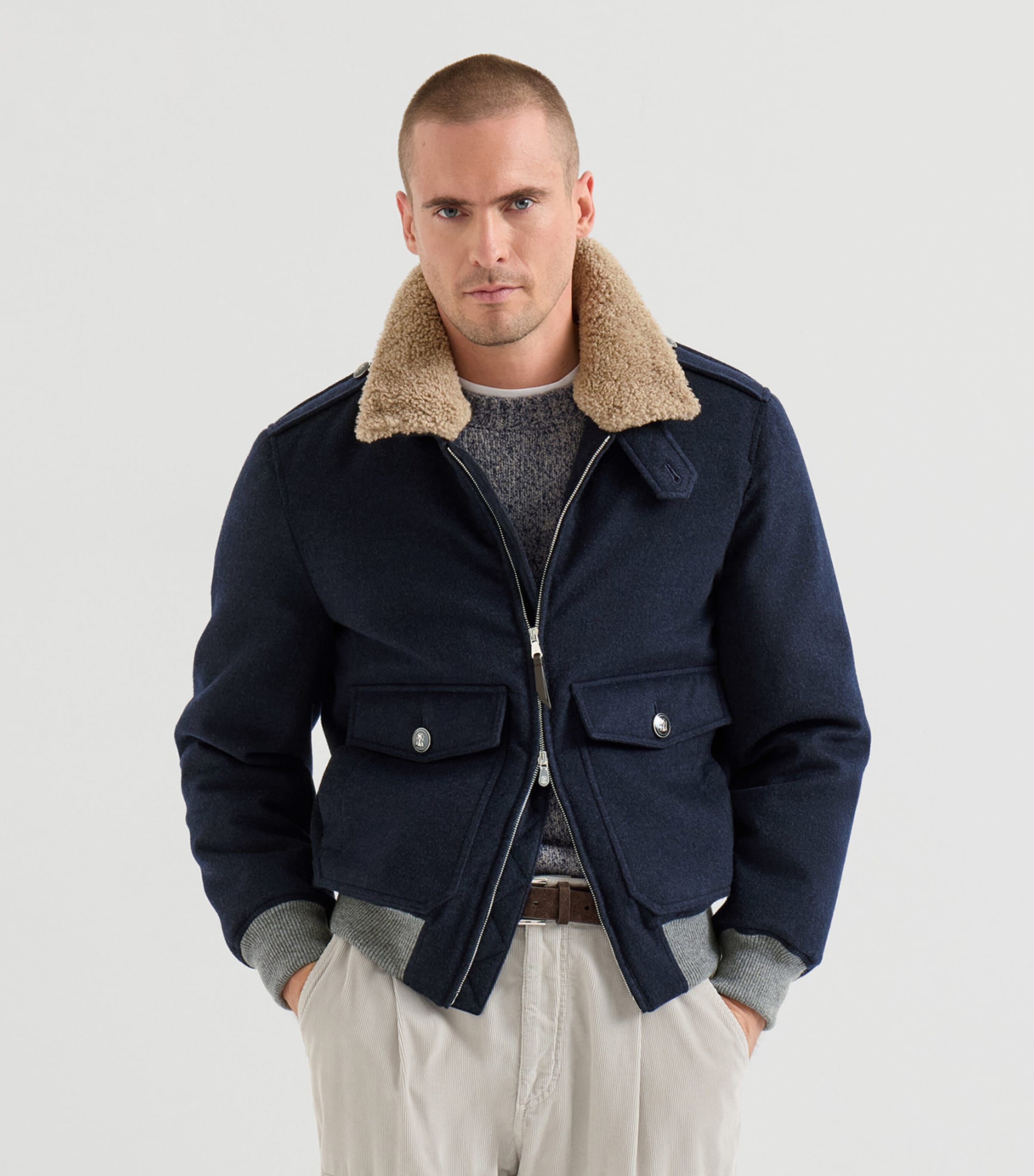 Brunello Cucinelli Mens Cashmere Bomber Jacket Image 2