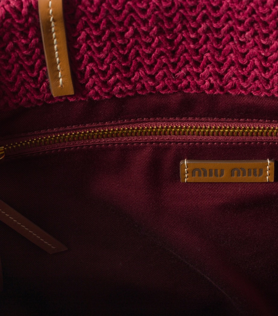 Miu Miu Raffia-Effect Woven Tote Bag Image 3