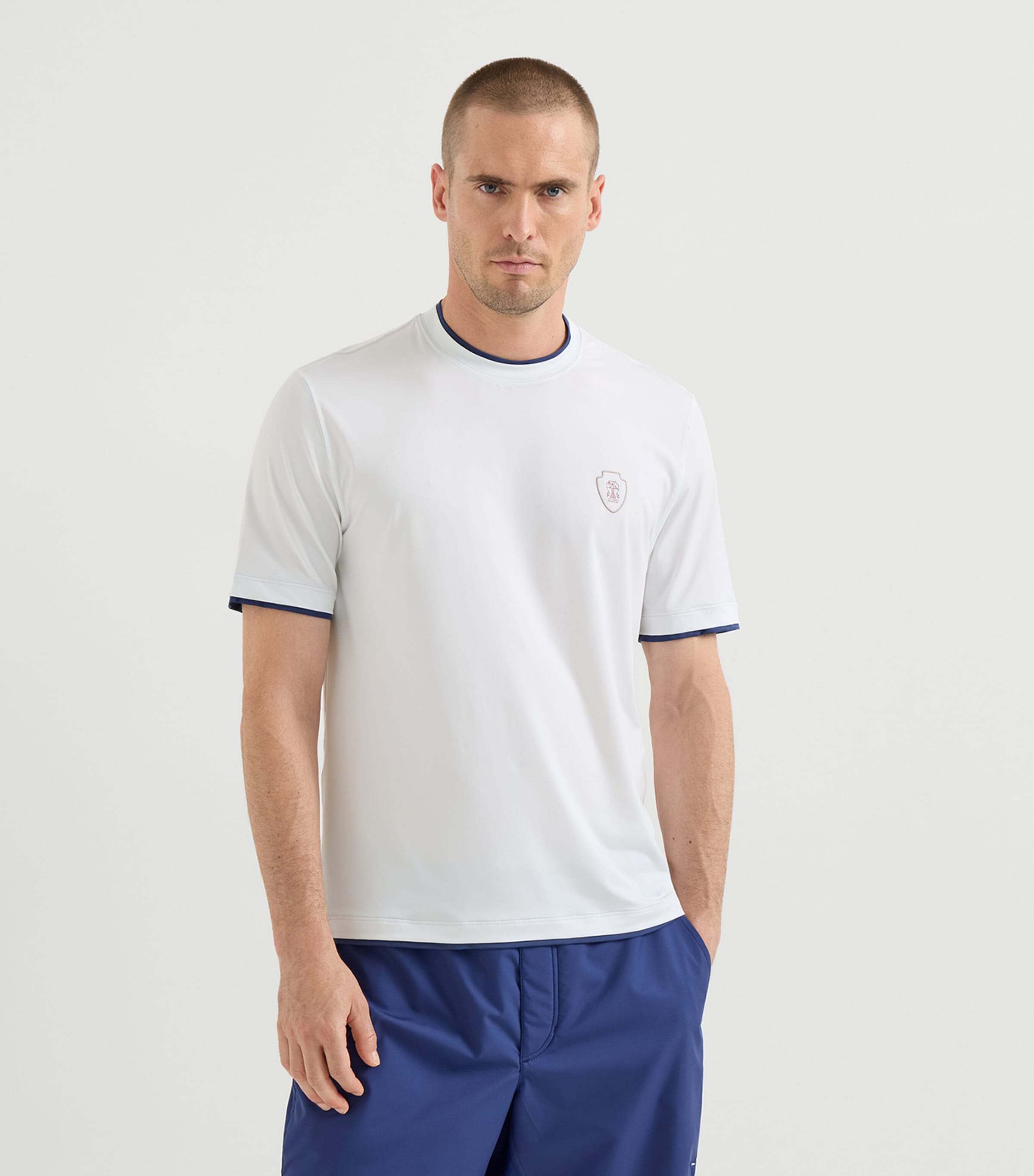 Brunello Cucinelli Mens Comfort Nylon Logo T-Shirt White Image 2