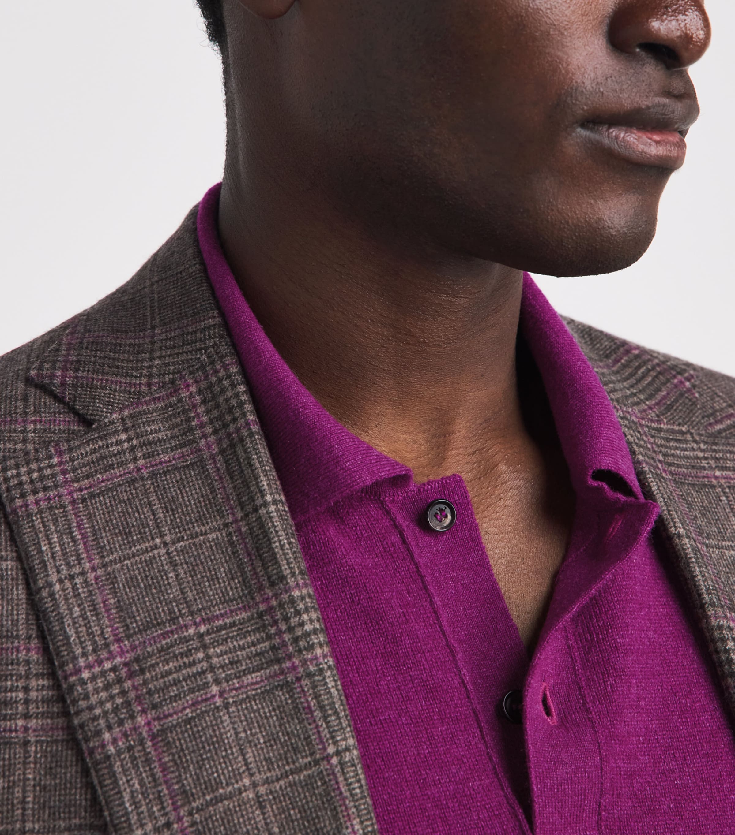 Isaia Mens Cashmere Long-Sleeve Polo Shirt Image 3