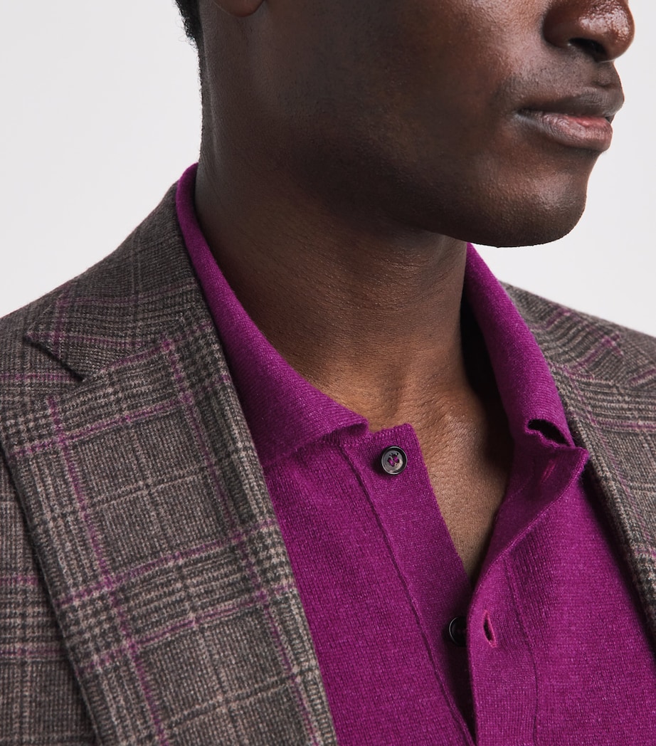 Isaia Mens Cashmere Long-Sleeve Polo Shirt Image 3