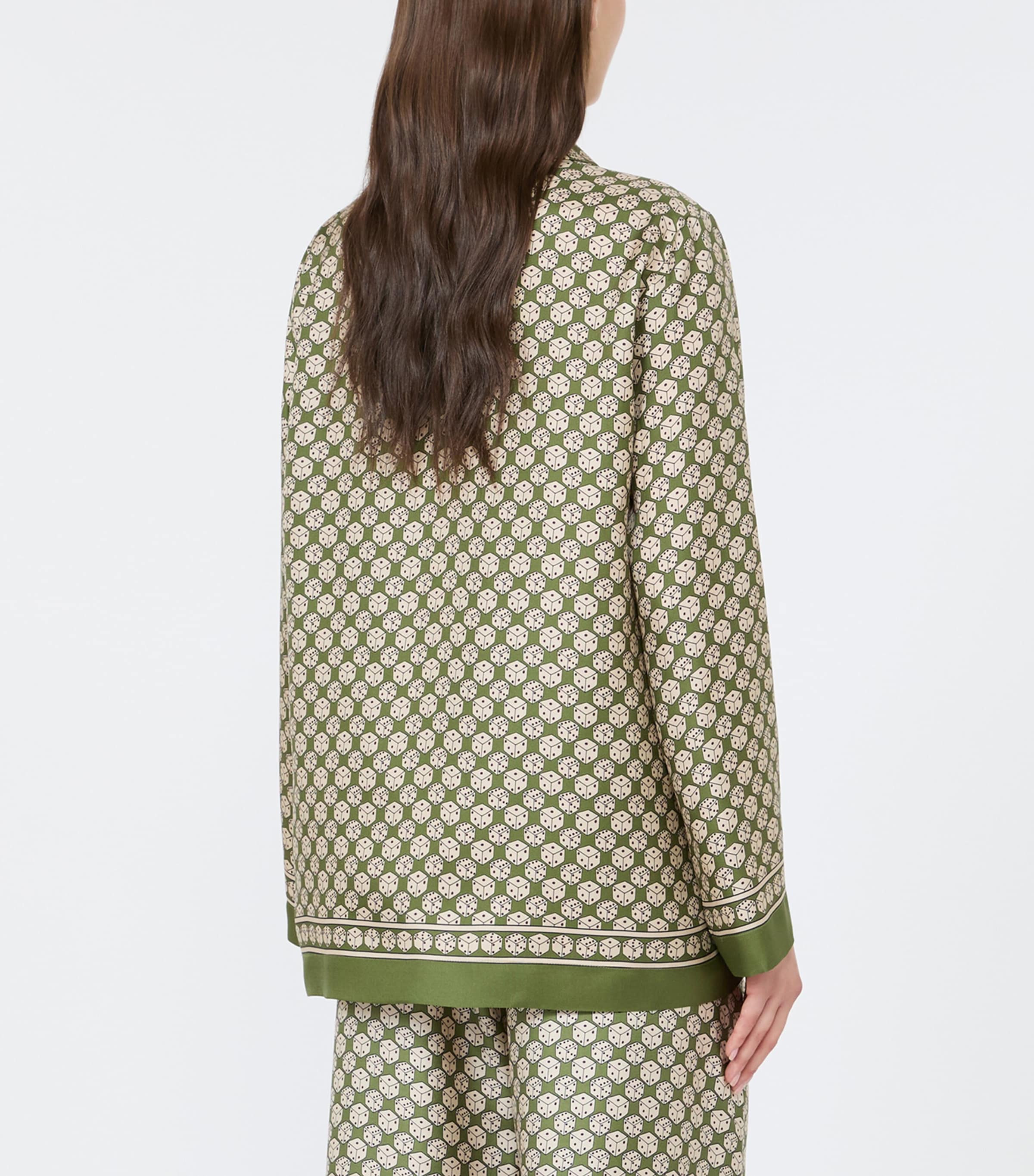Max Mara Womens Silk Dice Shirt Kaki Image 4