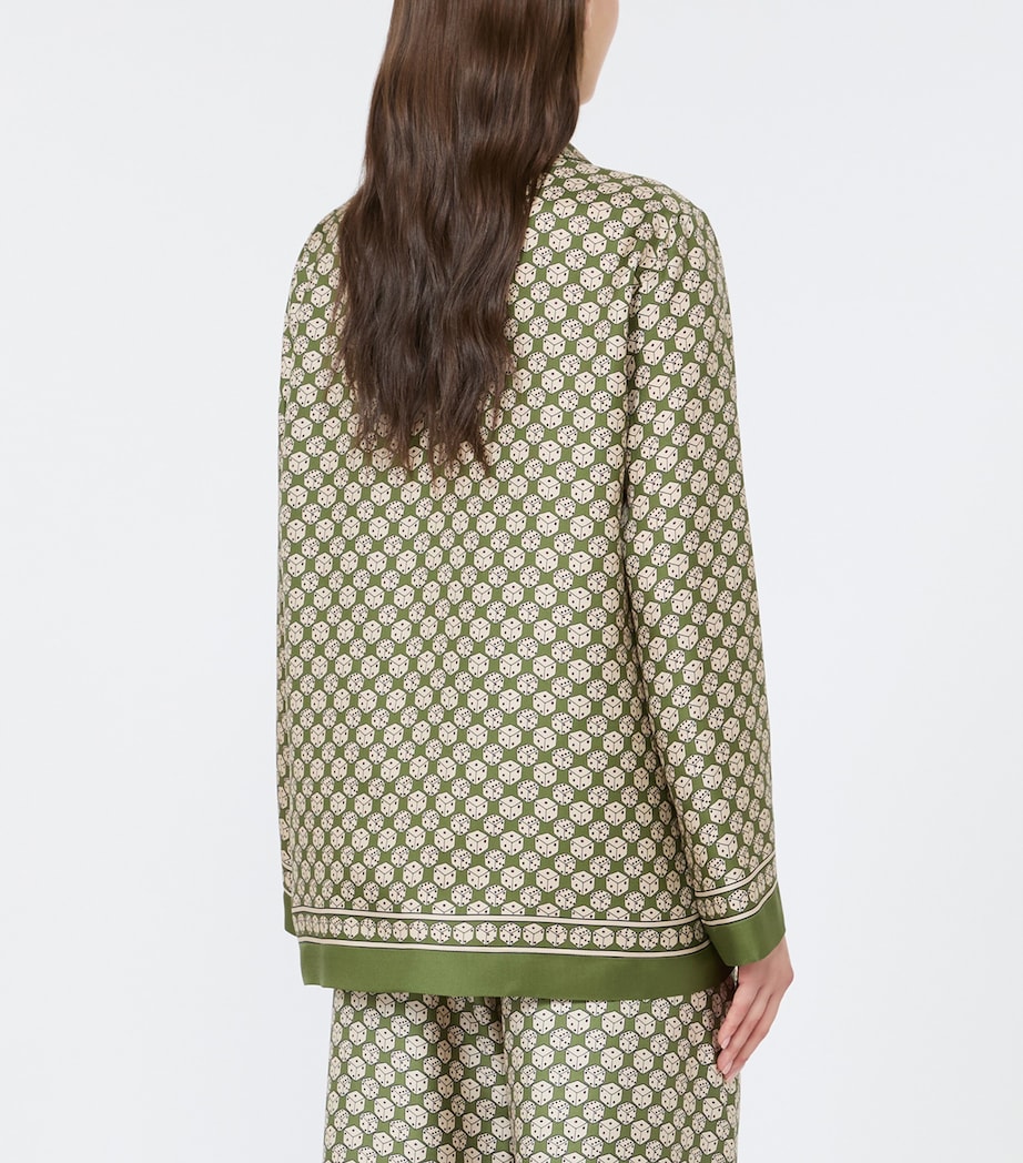 Max Mara Womens Silk Dice Shirt Kaki Image 4