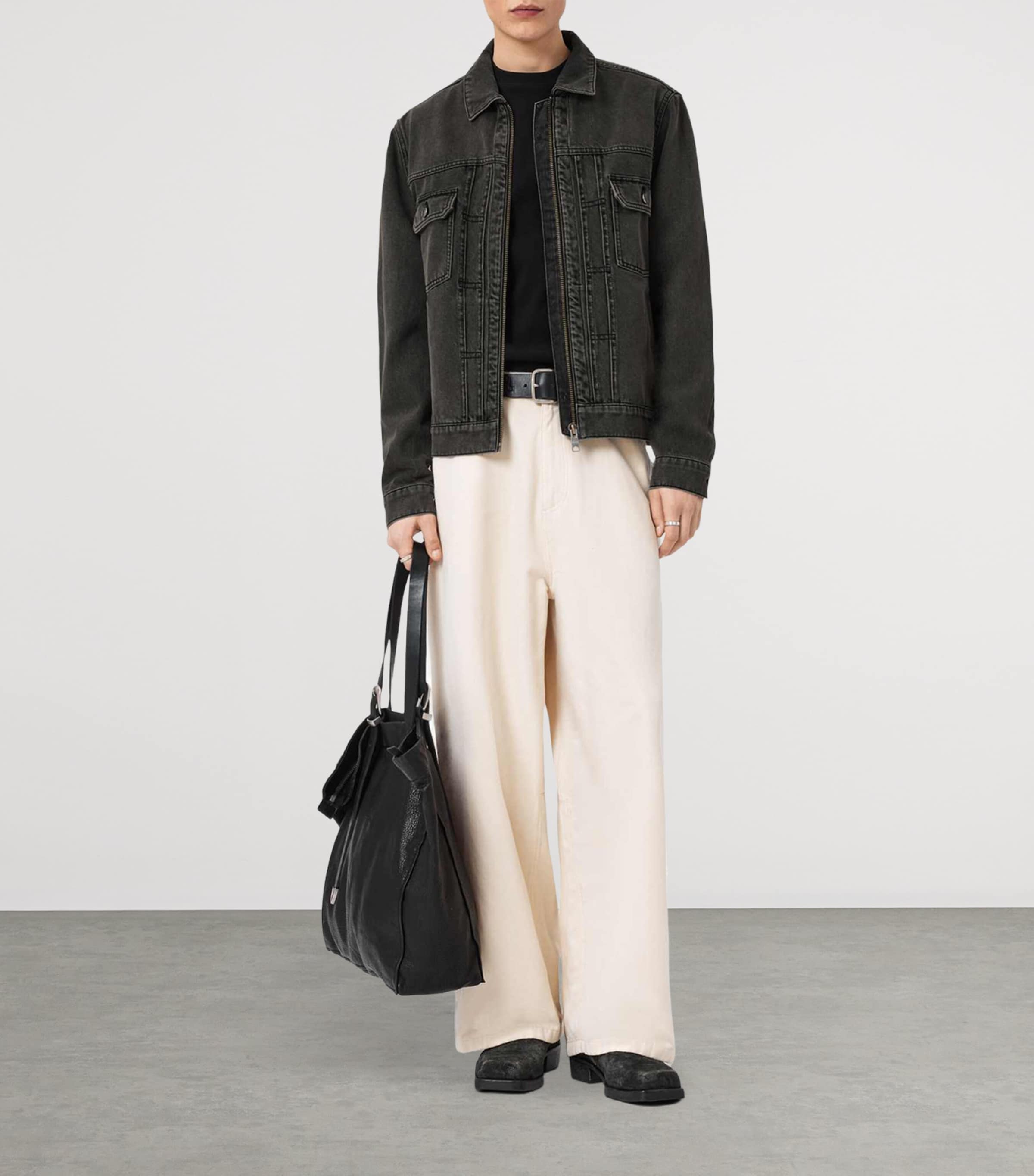 AllSaints Mens Brightmore Denim Jacket Dirty Black Image 6