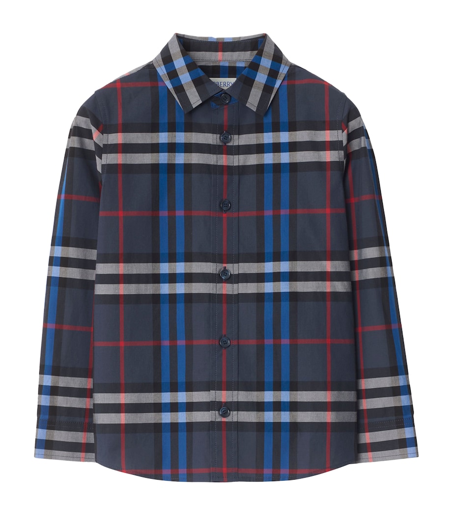 Cotton Check Button-Up Shirt (3-12 Years) STORM BLUE IP CHECK Image 1
