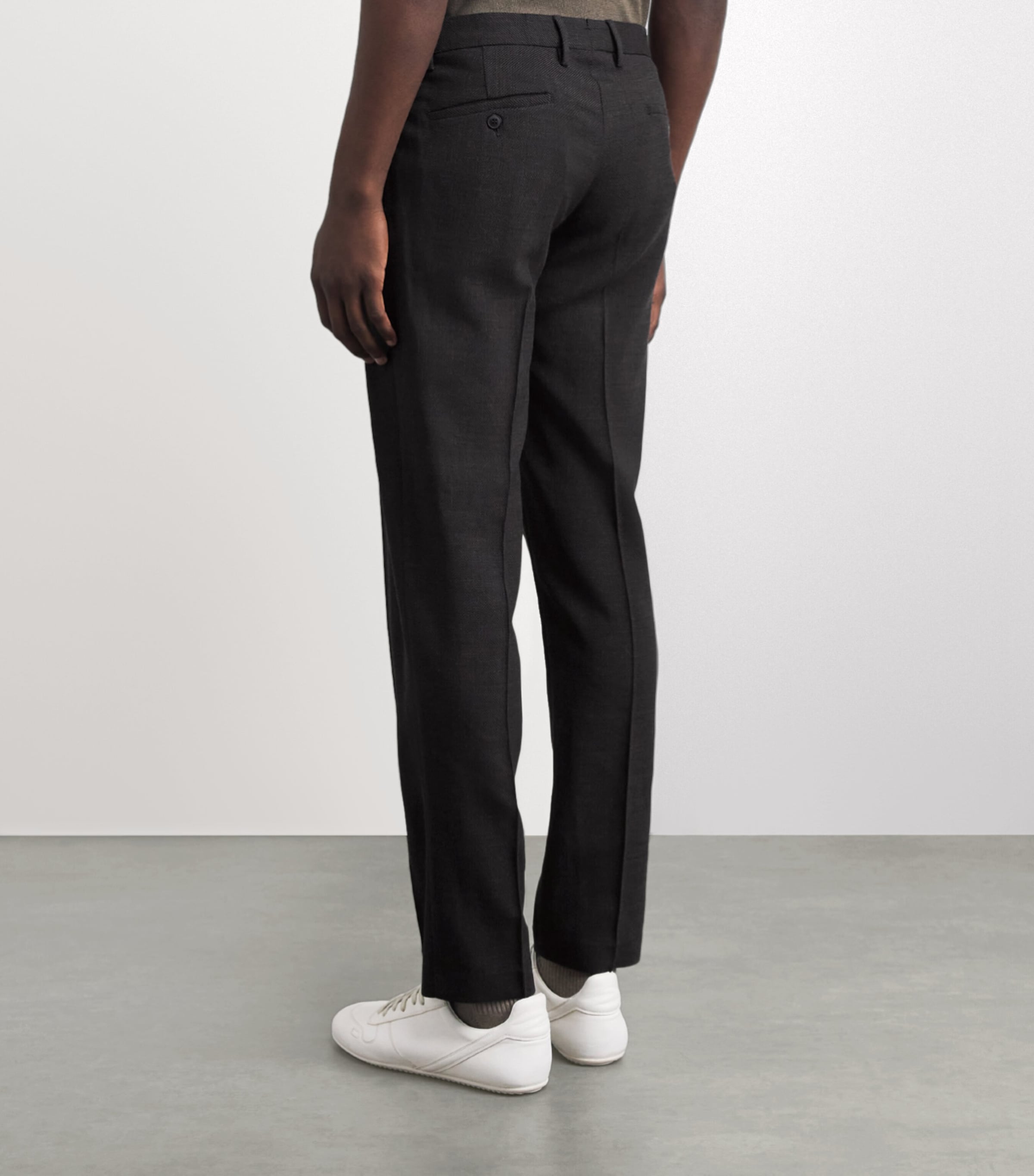 Sunspel Mens Textured Wool Chinos Brgd Truffle Image 5