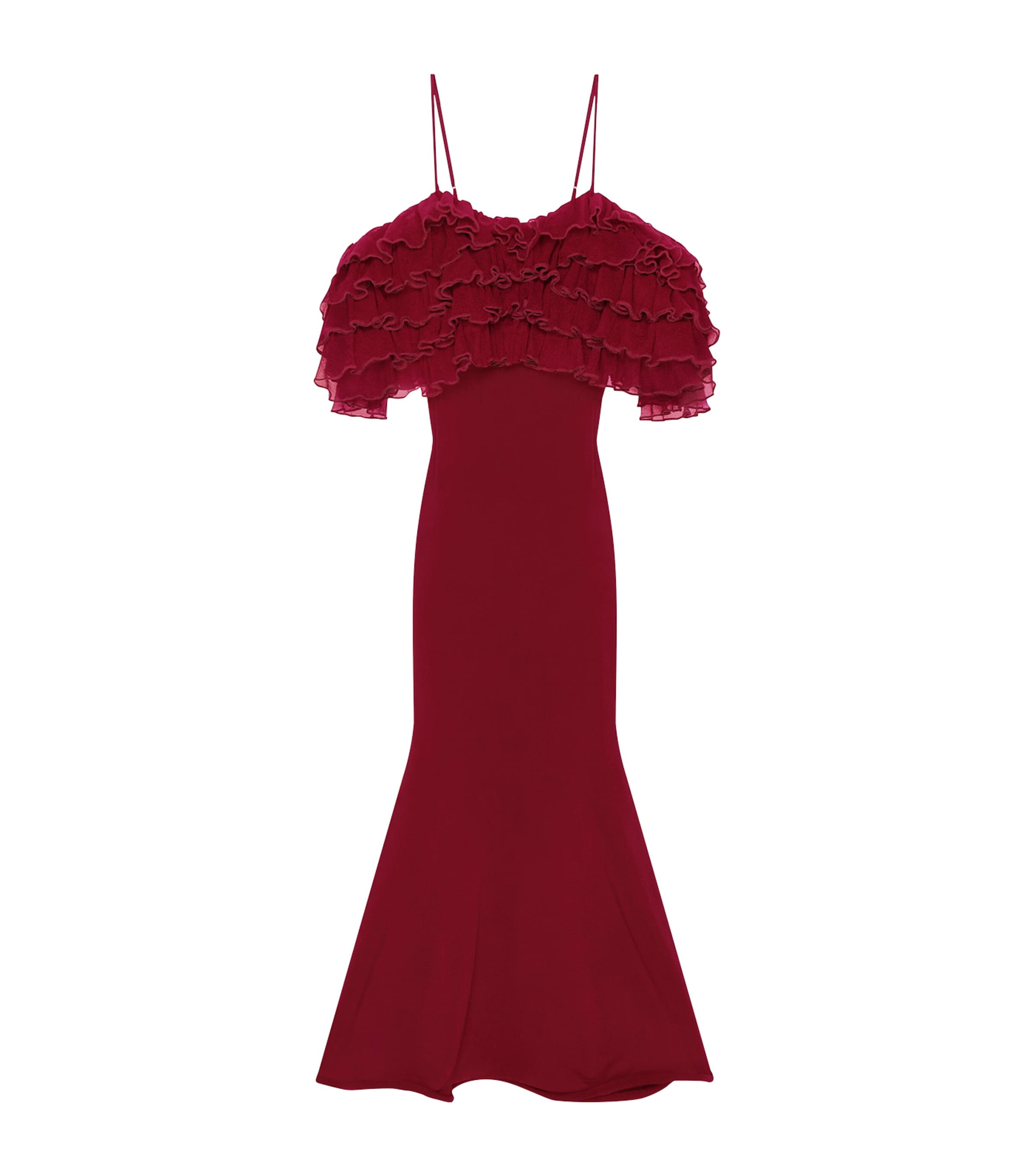 Givenchy Womens Ruffled Bustier Maxi Dress Red Cherry Image 1