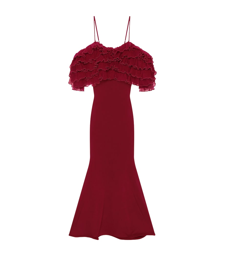 Givenchy Womens Ruffled Bustier Maxi Dress Red Cherry Image 1