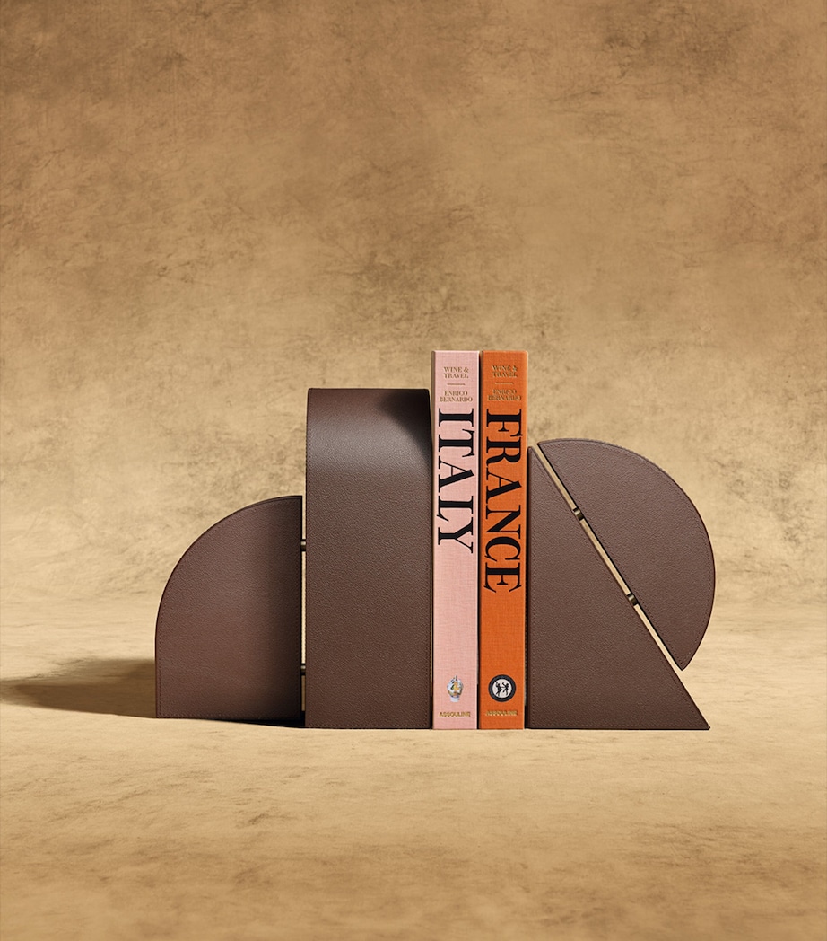 Leather Left Cubist Bookend DARK BROWN Image 2