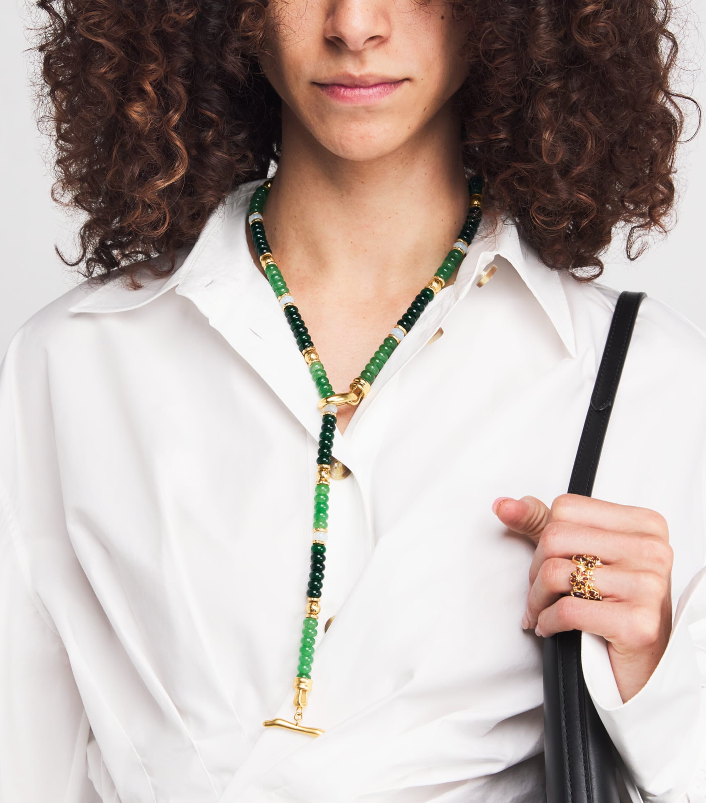 Malachite Beaded Mellow Stone Necklace ANTQE GLD/MLCHTEAGMA Image 4