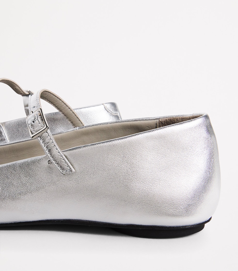 Metallic Leather Ballet Flats ICE Image 6