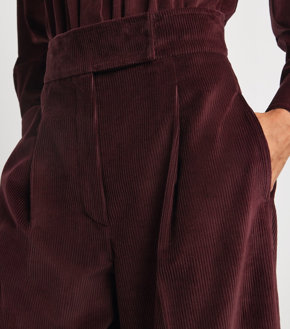 Corduroy Wide-Leg Trousers CHERRY Image 6