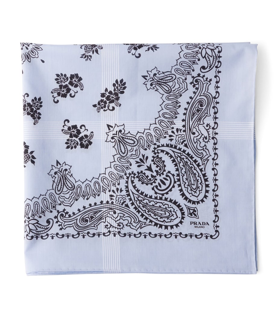 Prada Silk Batiste Printed Square Scarf Light Blue Image 1
