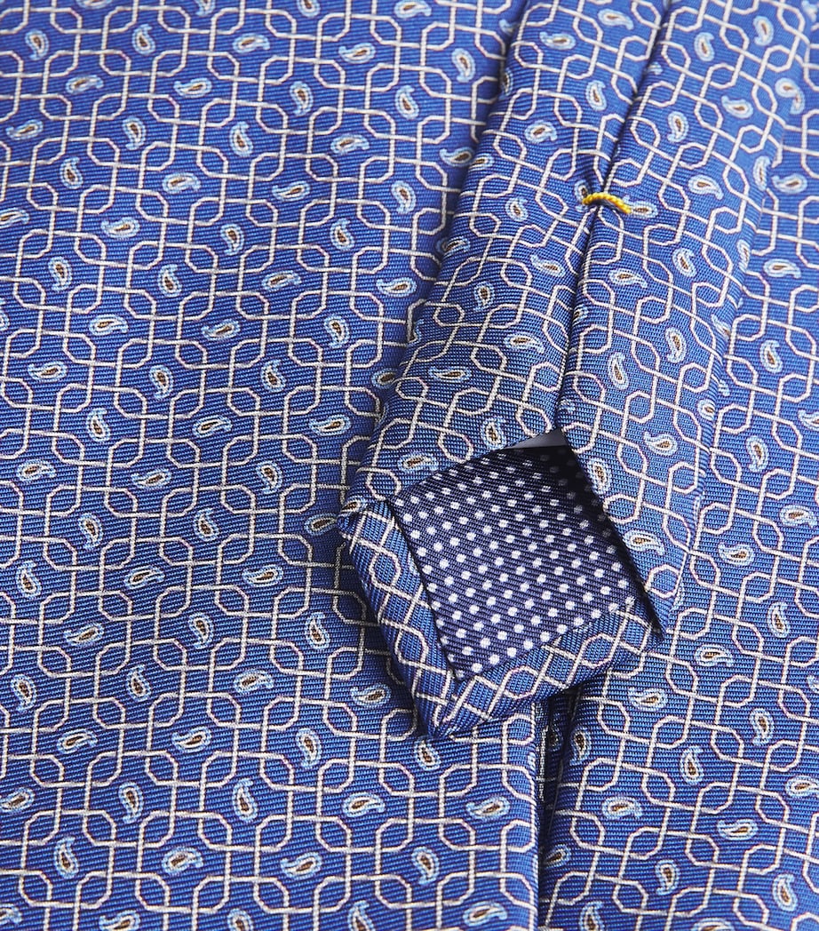 Silk Paisley Tie DARK BLUE Image 3